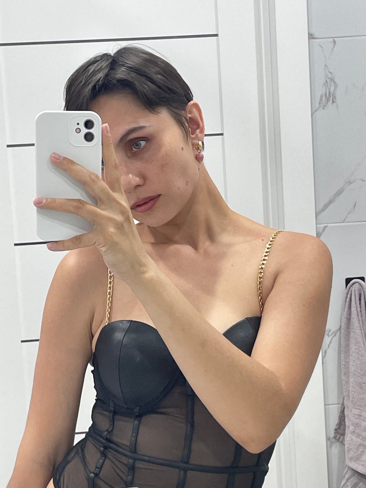 Woman takes bathroom selfies in Izhevsk, Russia
