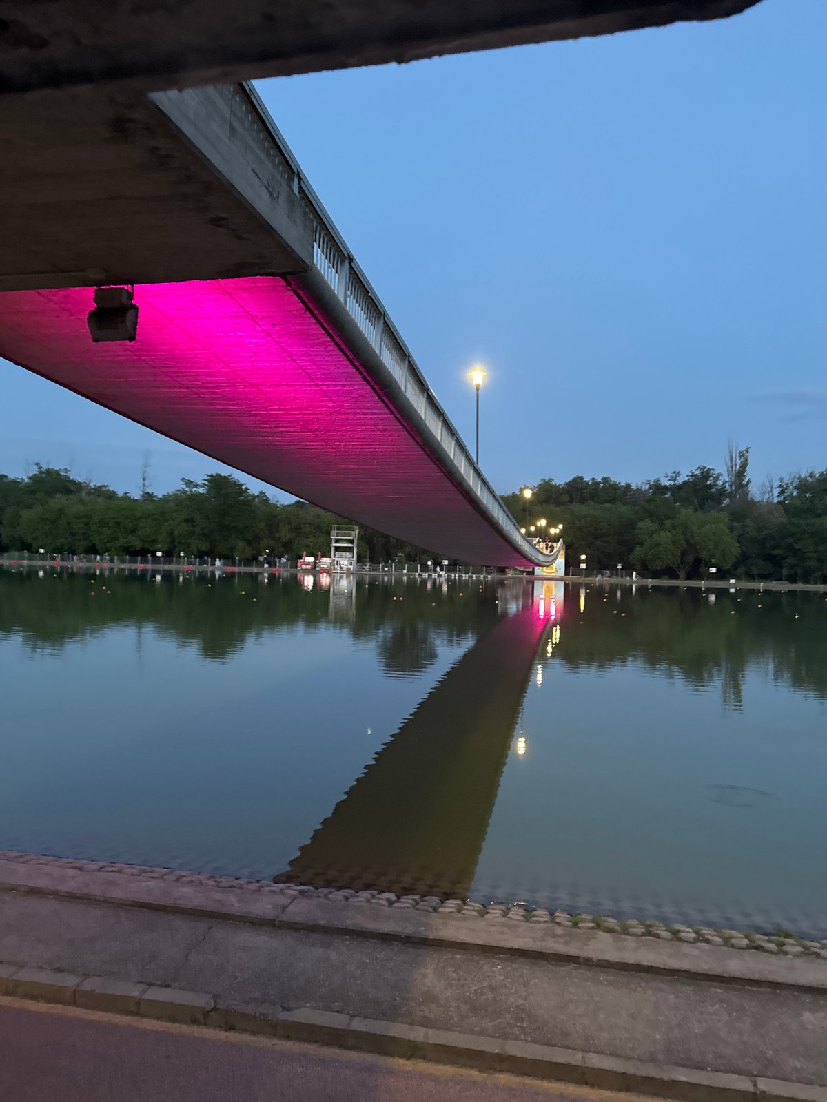 Twilight river scenes captured along Plovdiv waterfront promenade