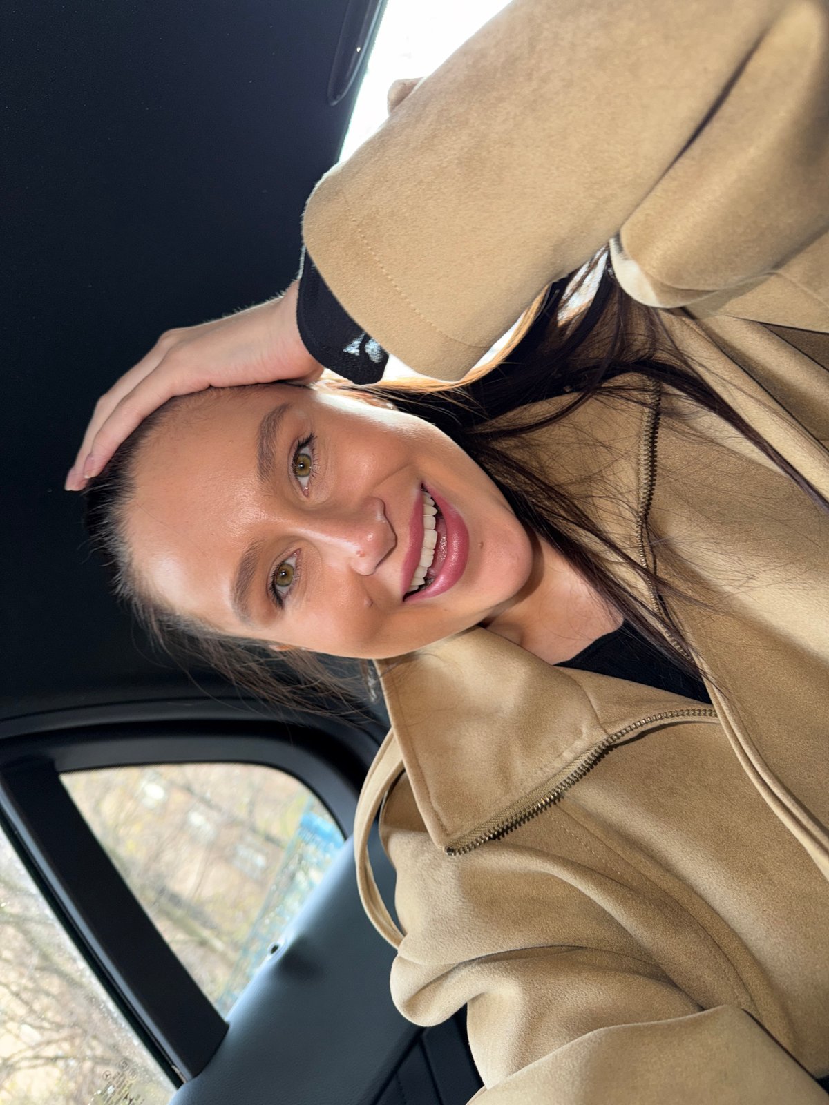 Woman recorded in portrait and car scenes in Khimki