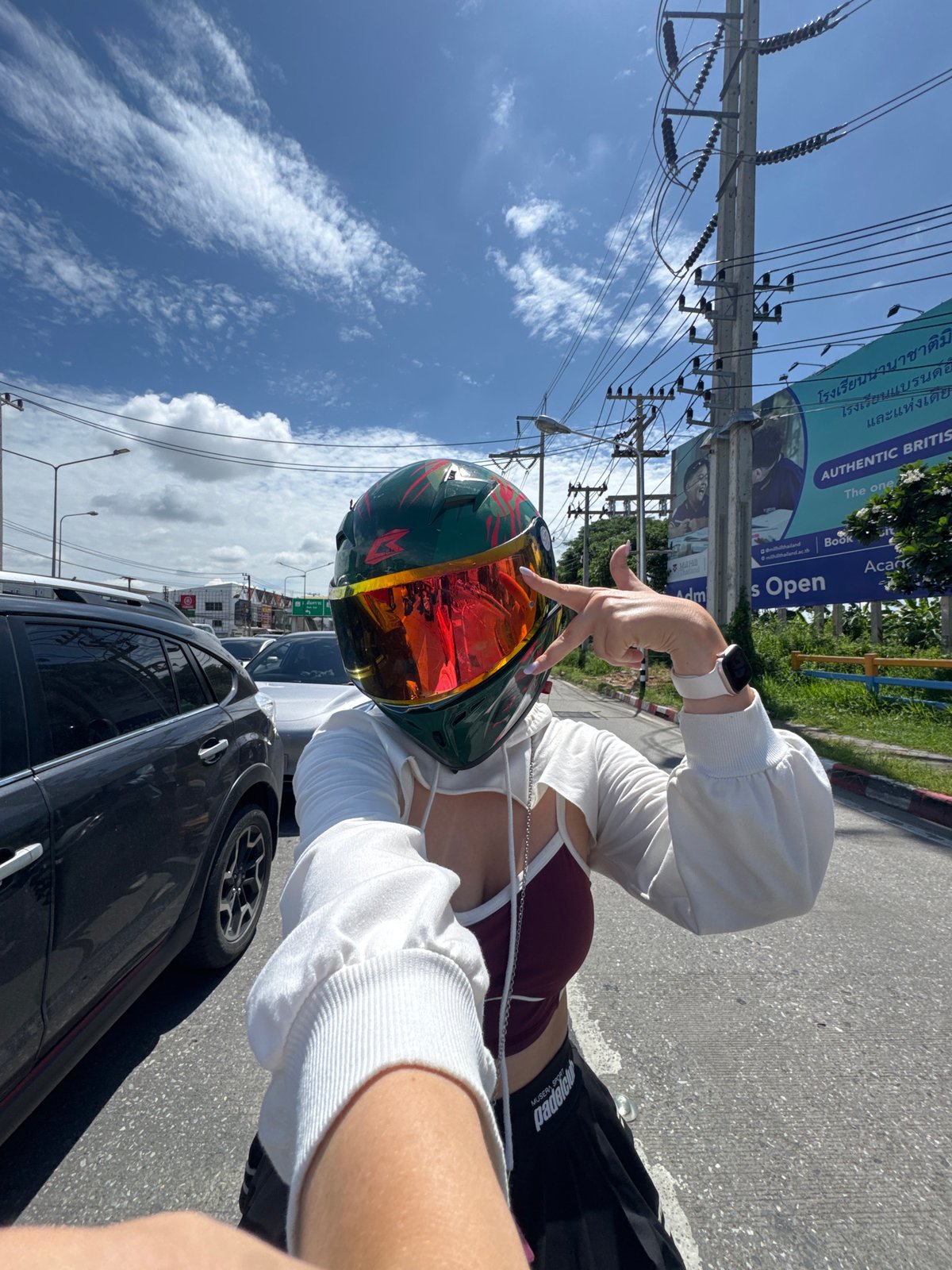 Morning motorcycle ride through rural northern Thailand streets