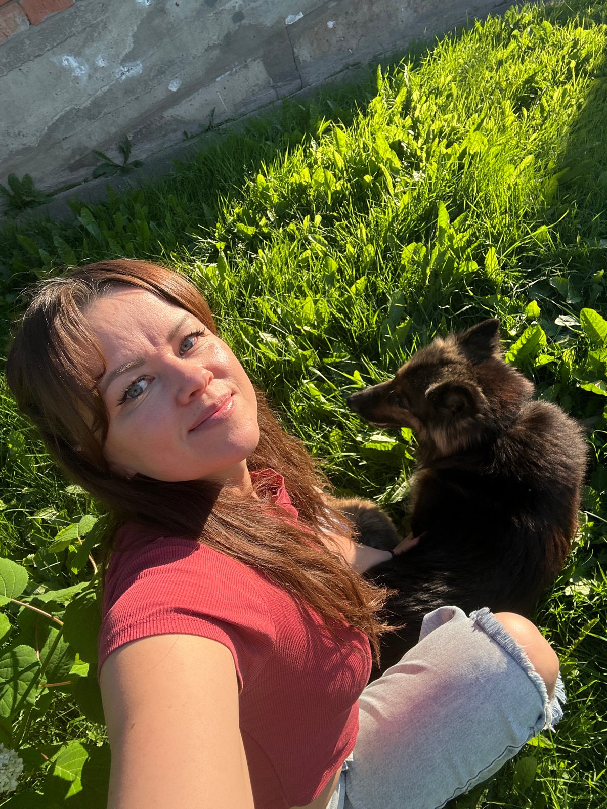 Lazy summer afternoon in a Chaikovsky park with a German Shepherd