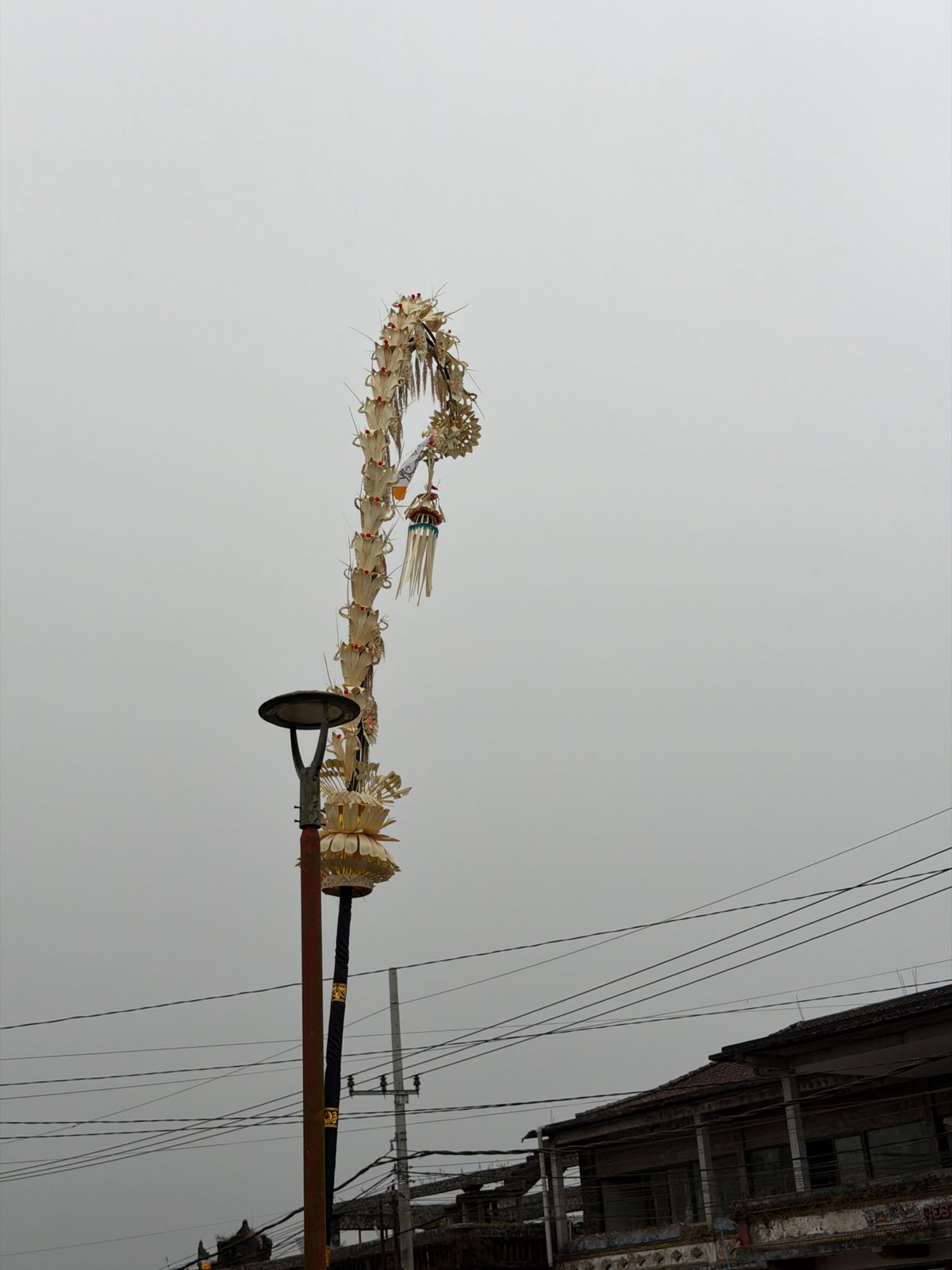 Misty morning at a Kintamani cafe overlooking the volcanic caldera