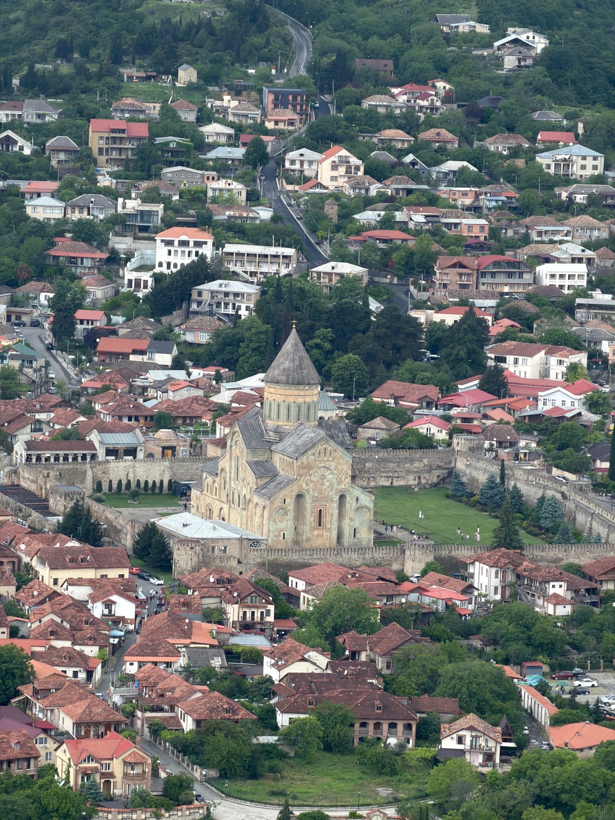 Aerial documentation captures historic Mtskheta cityscape and Jvari Monastery