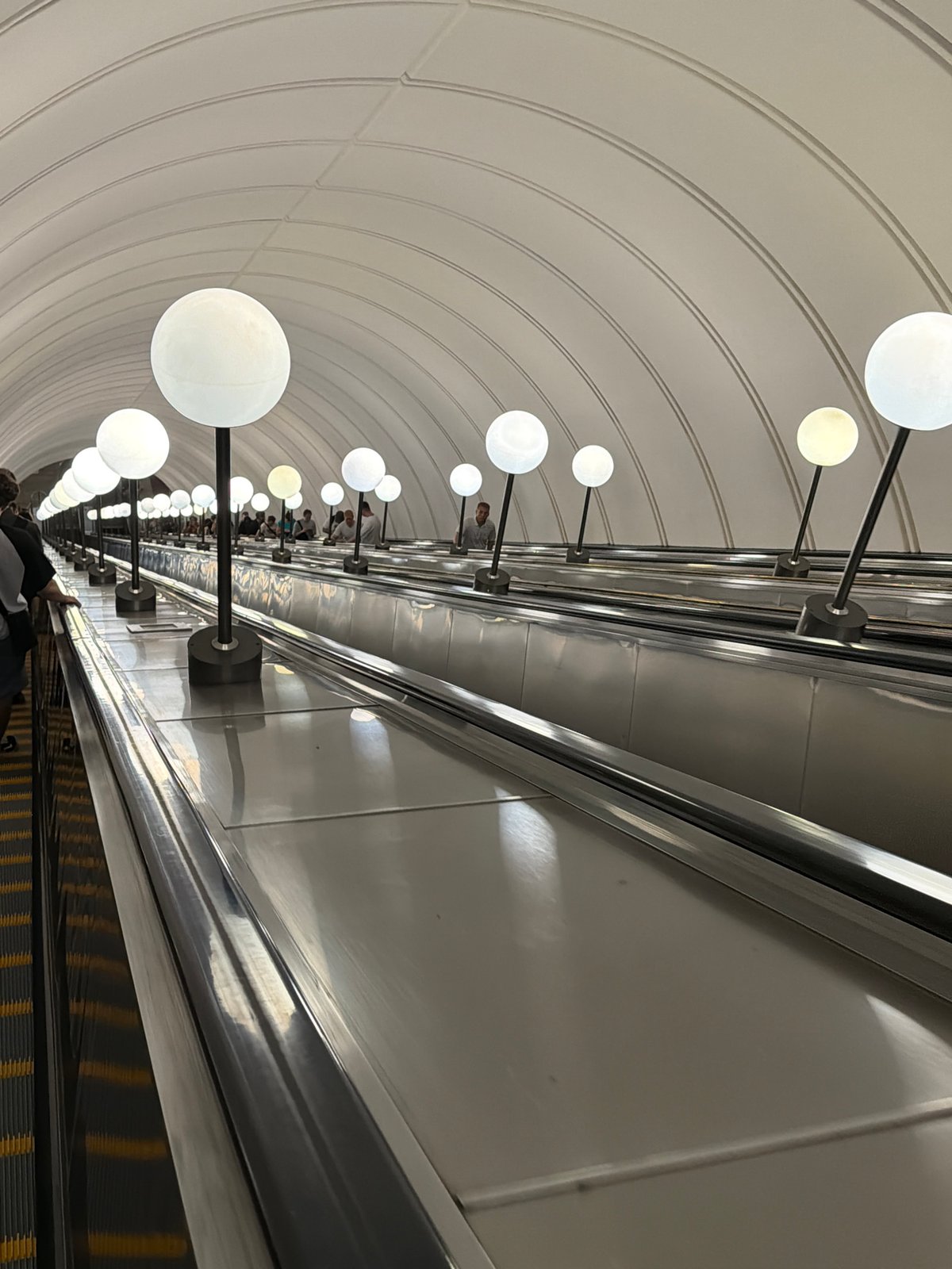 Moscow metro and street life on a summer morning