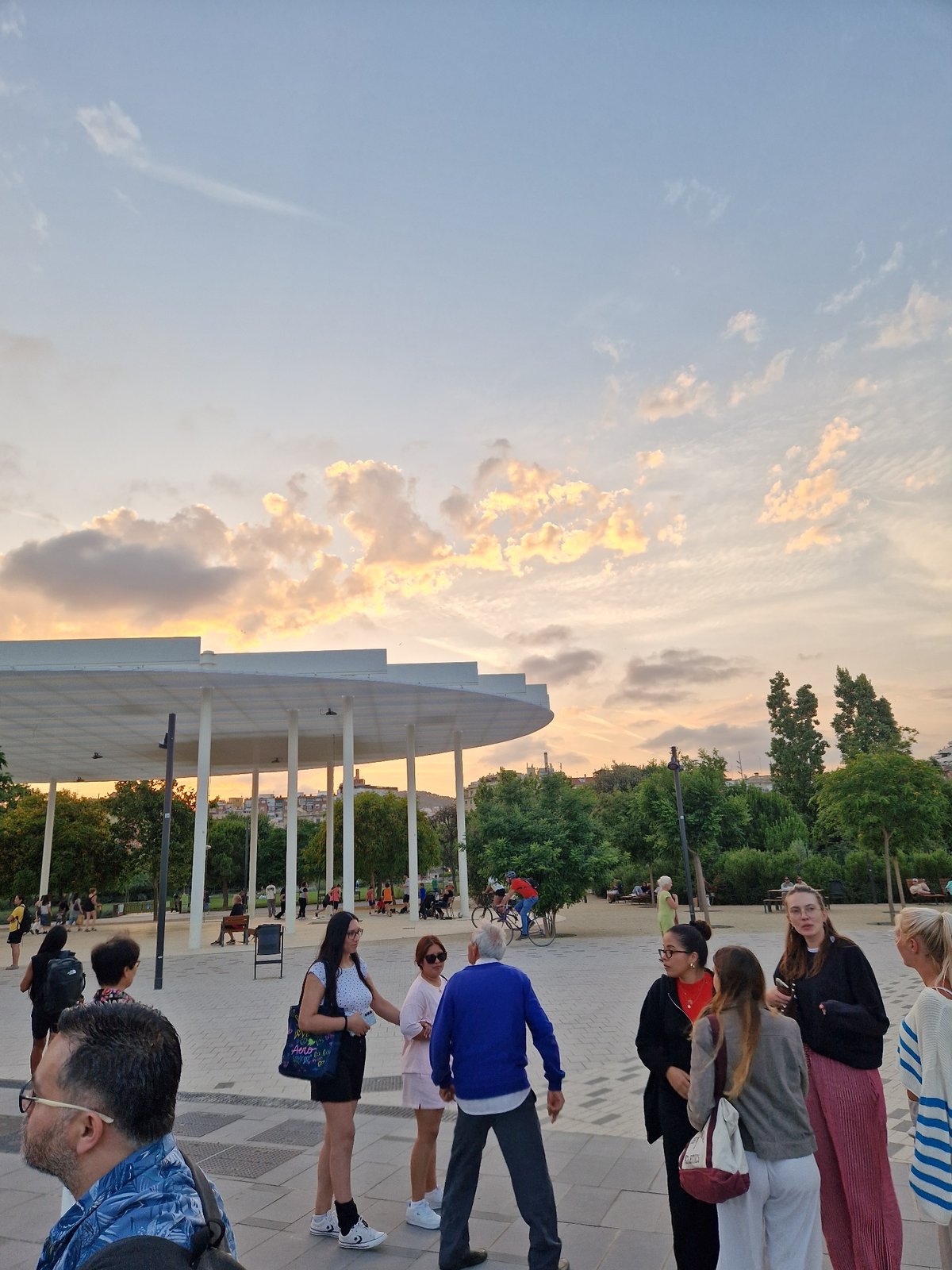 Barcelona residents gather in plaza for outdoor choir screening