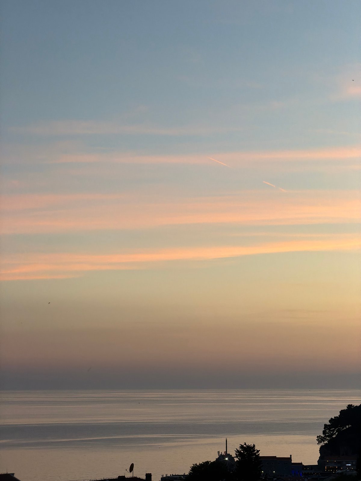 Sunset observed over Adriatic Sea from Petrovac na Moru