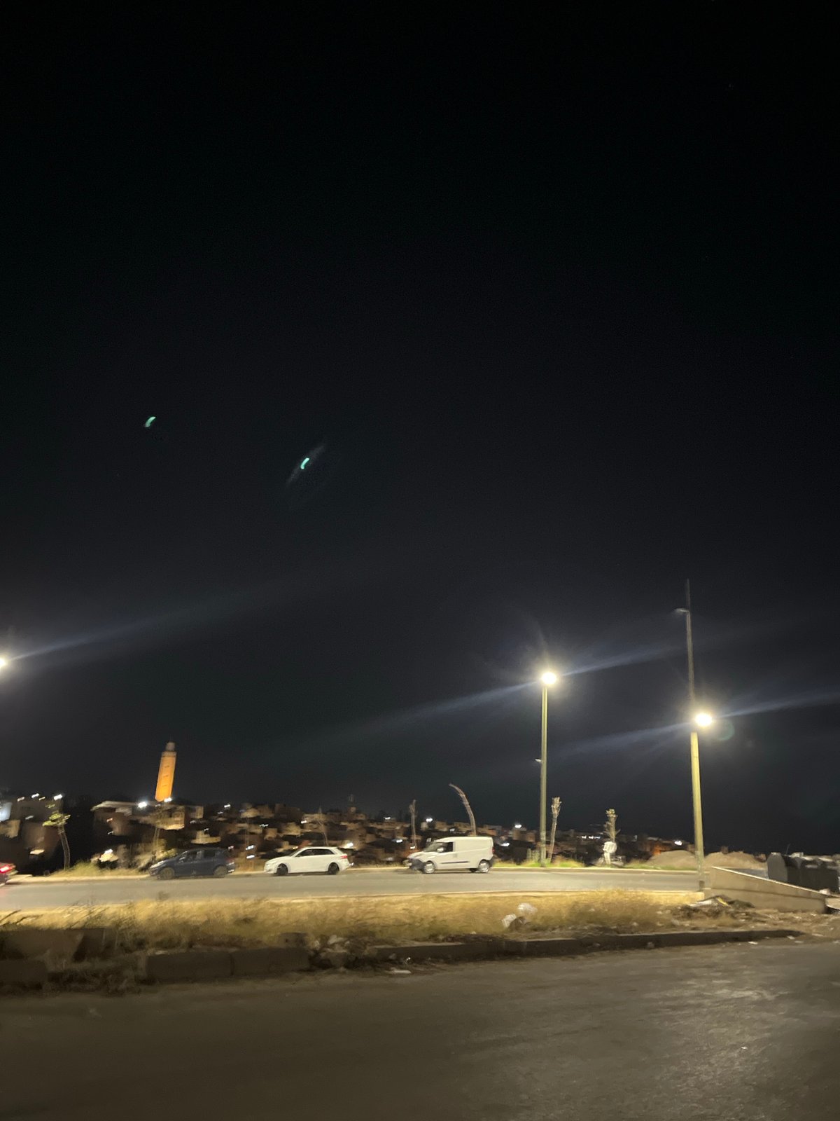 Meknes streets at night, wet roads and city lights
