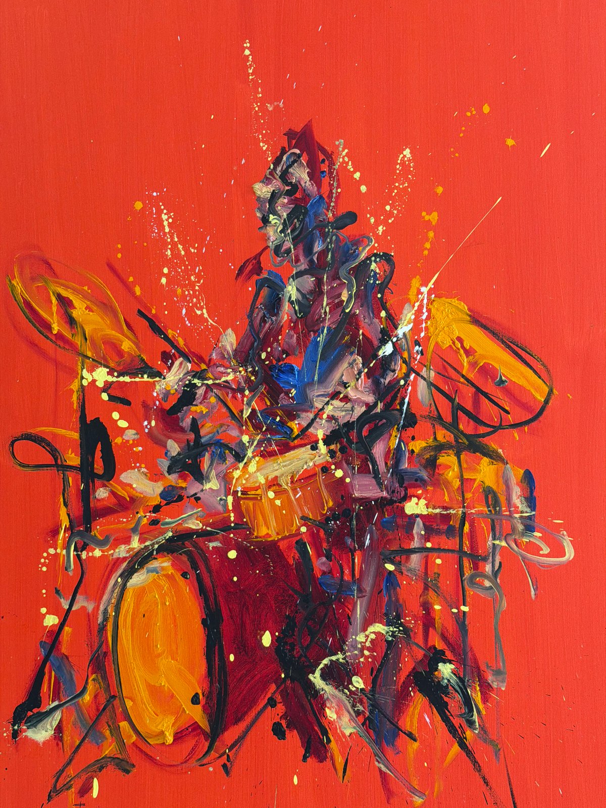 Abstract painting with vibrant colors observed in Mexico