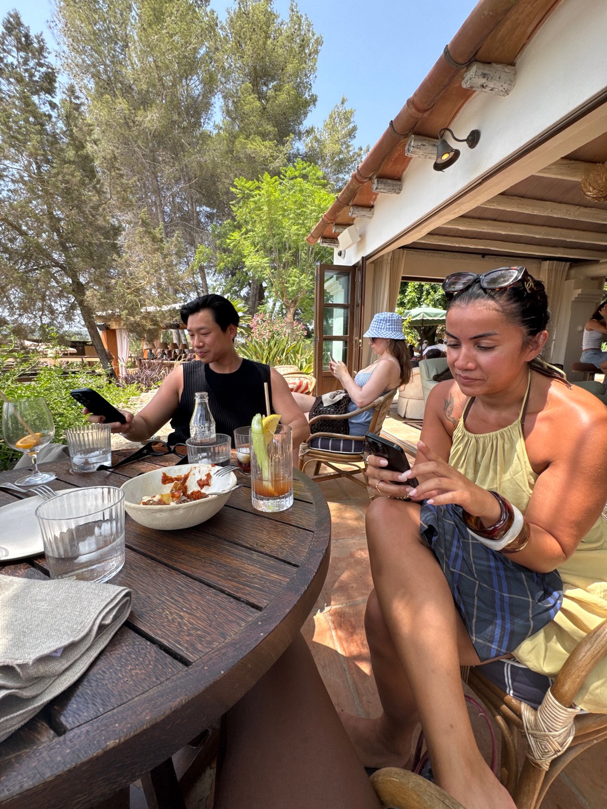 Midday downtime at an outdoor table in Santa Eulària des Riu