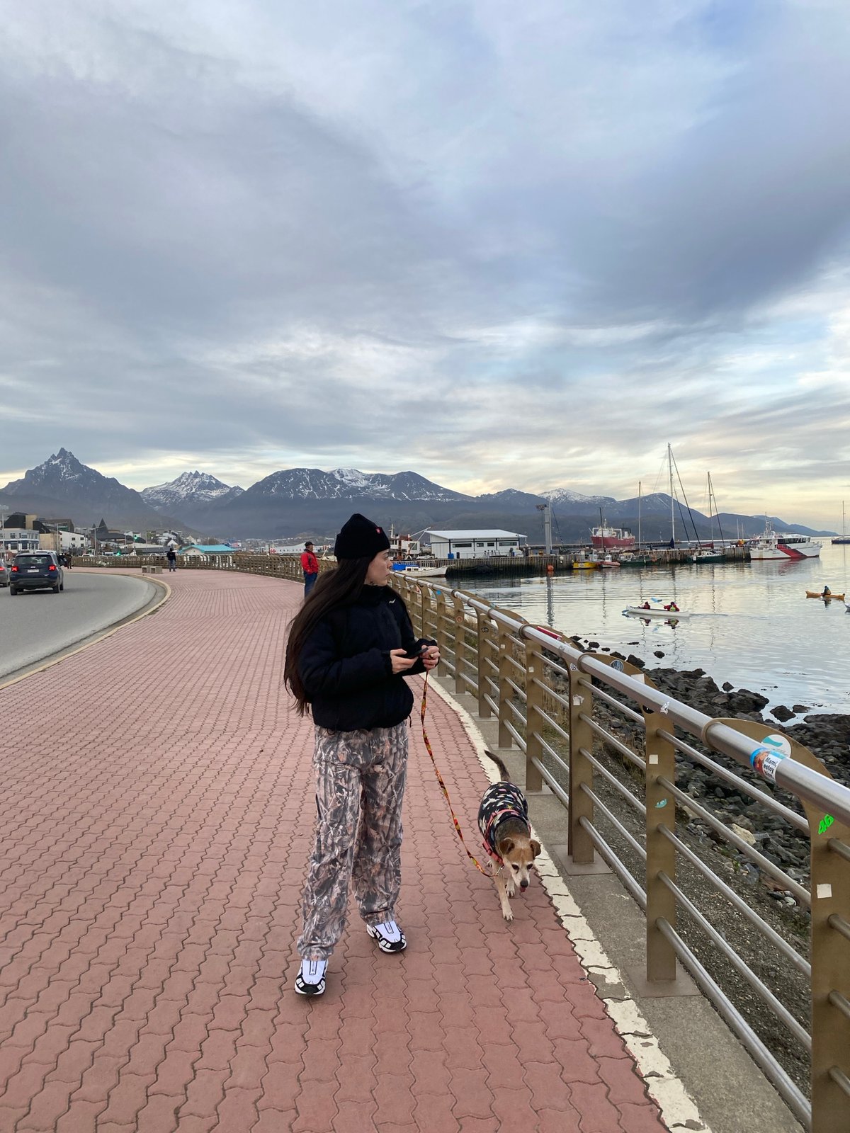 Evening life documented along Ushuaia waterfront and harbor district