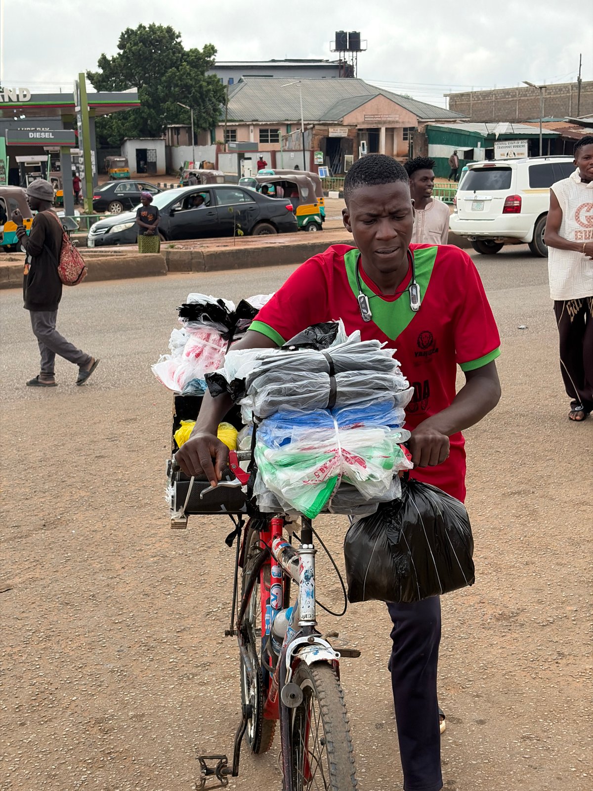 Morning street activity across two Nigerian towns