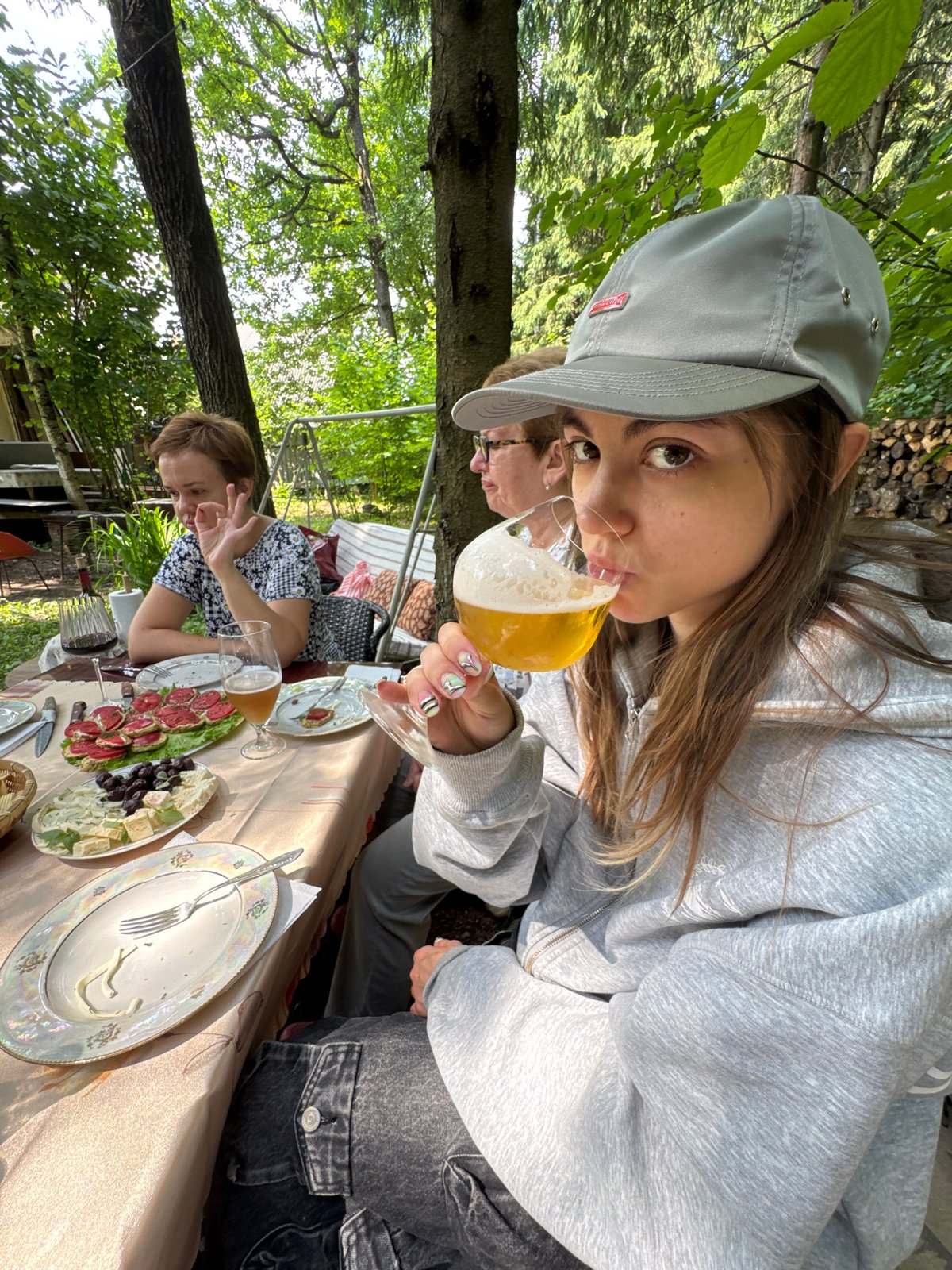 Summer dacha picnic with hammock time in Moscow region