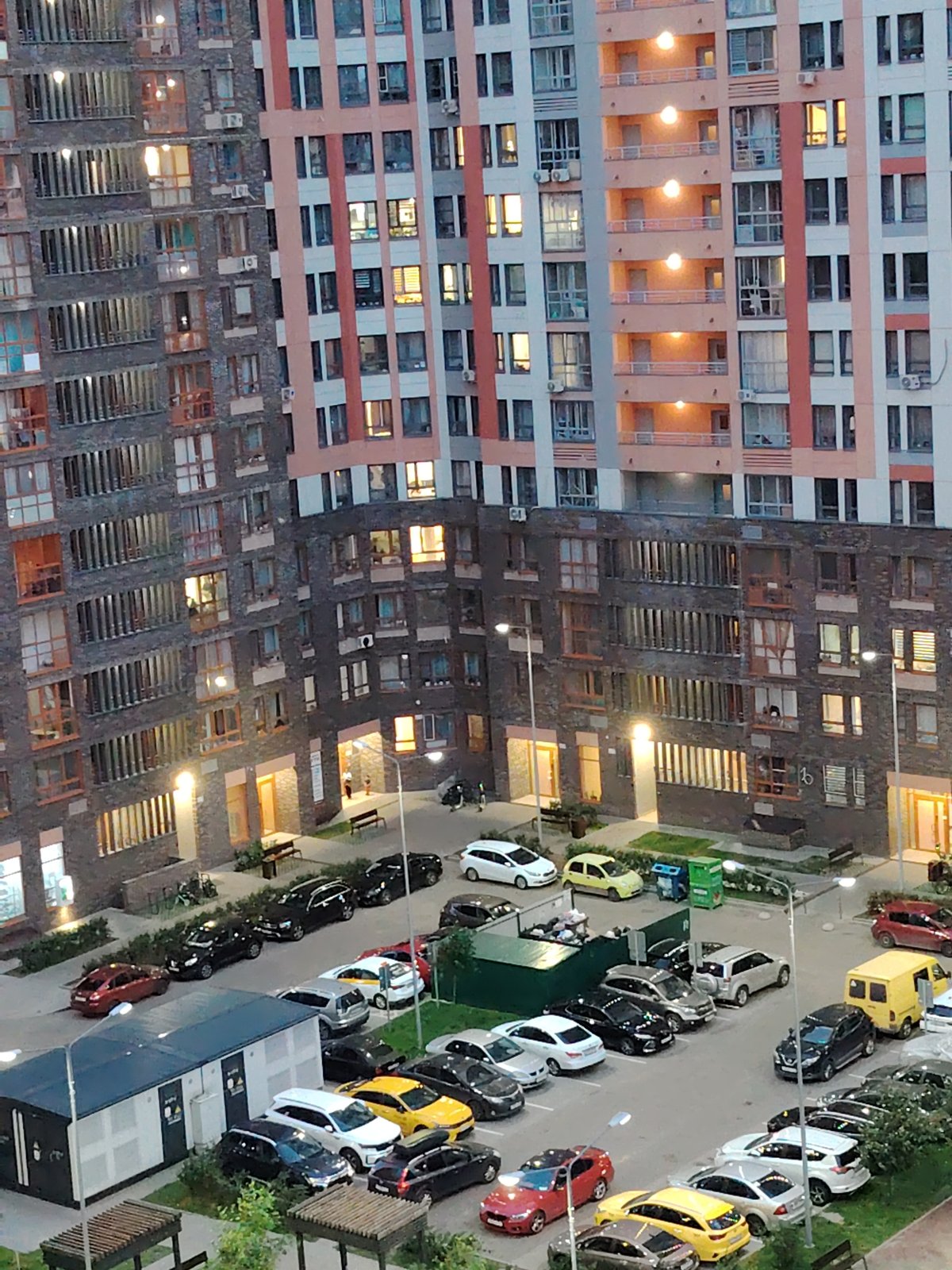 Evening views of Balashikha apartment blocks, with some mismatched imagery
