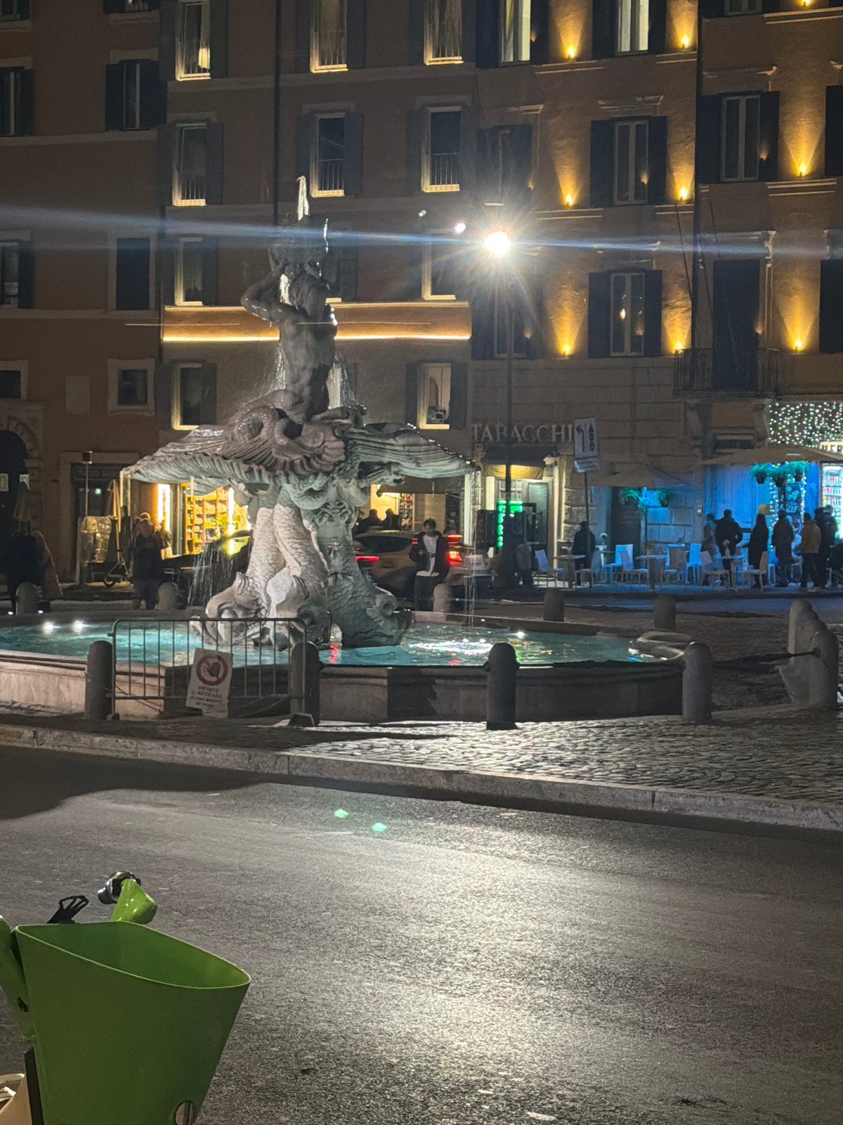 Neptune Fountain photographed at night in Rome's Piazza Navona