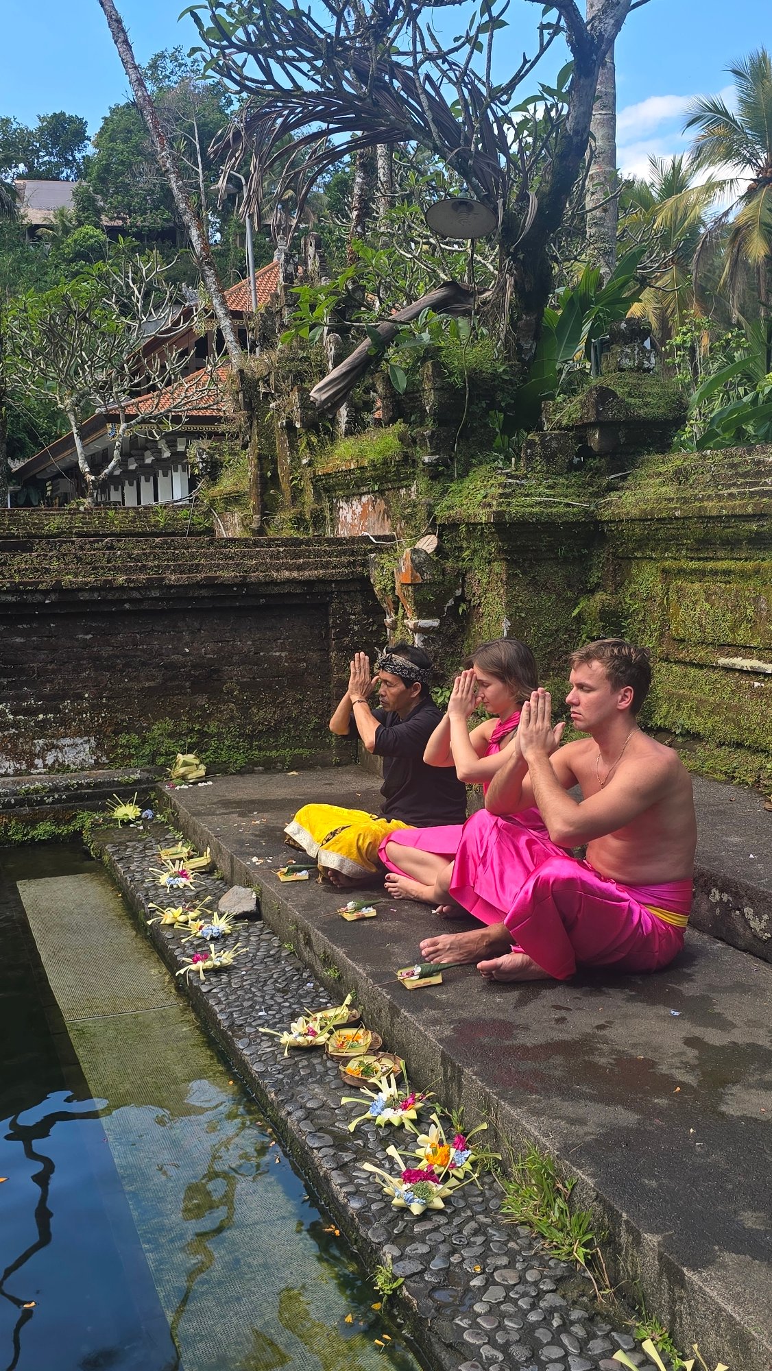 Dawn religious ceremonies observed at Tirta Empul Temple, Tegallalang