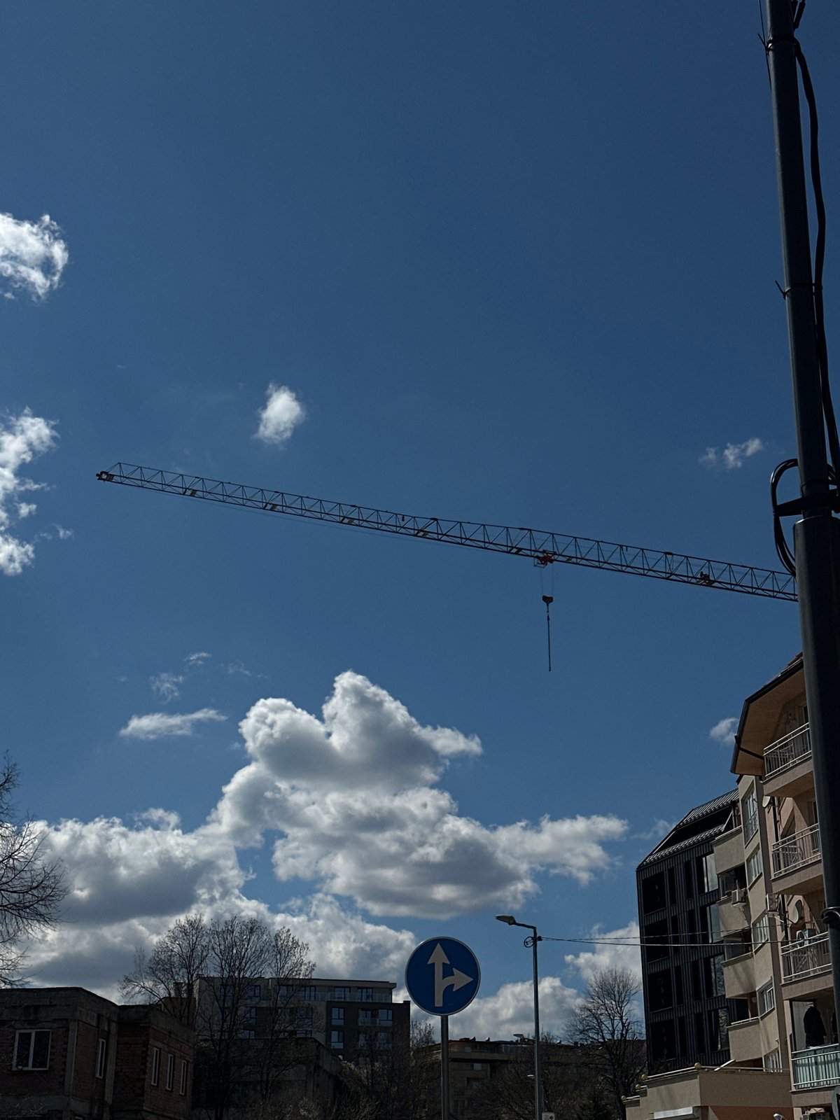 Construction crane spotted against clear sky in Sofia