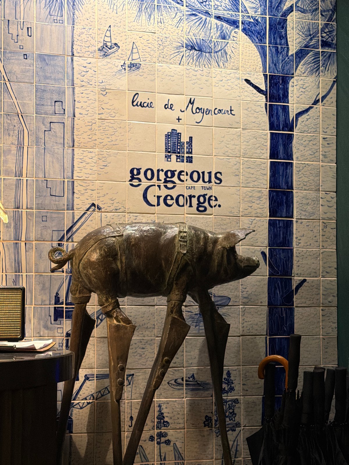 Artistic interior installations documented at Cape Town venue