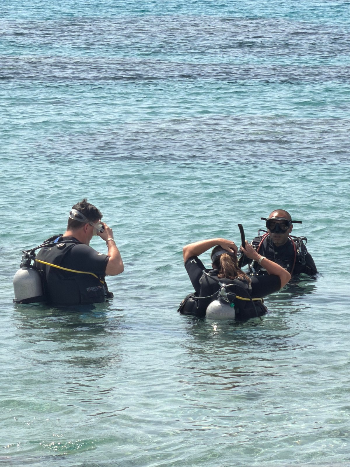 Morning beach activities and diving preparations in Sharm El Sheikh
