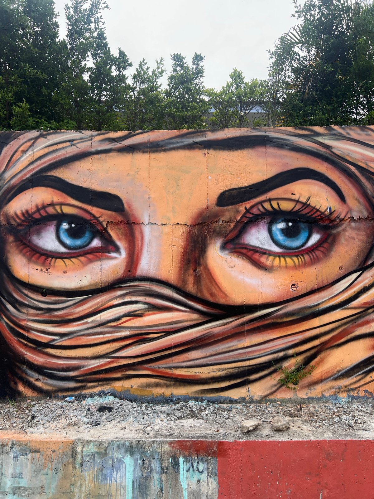 Street art murals on a concrete wall in Ko Pha Ngan