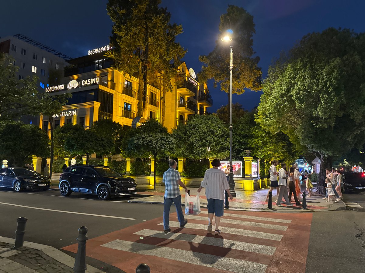 A busy summer night on Batumi's main strip
