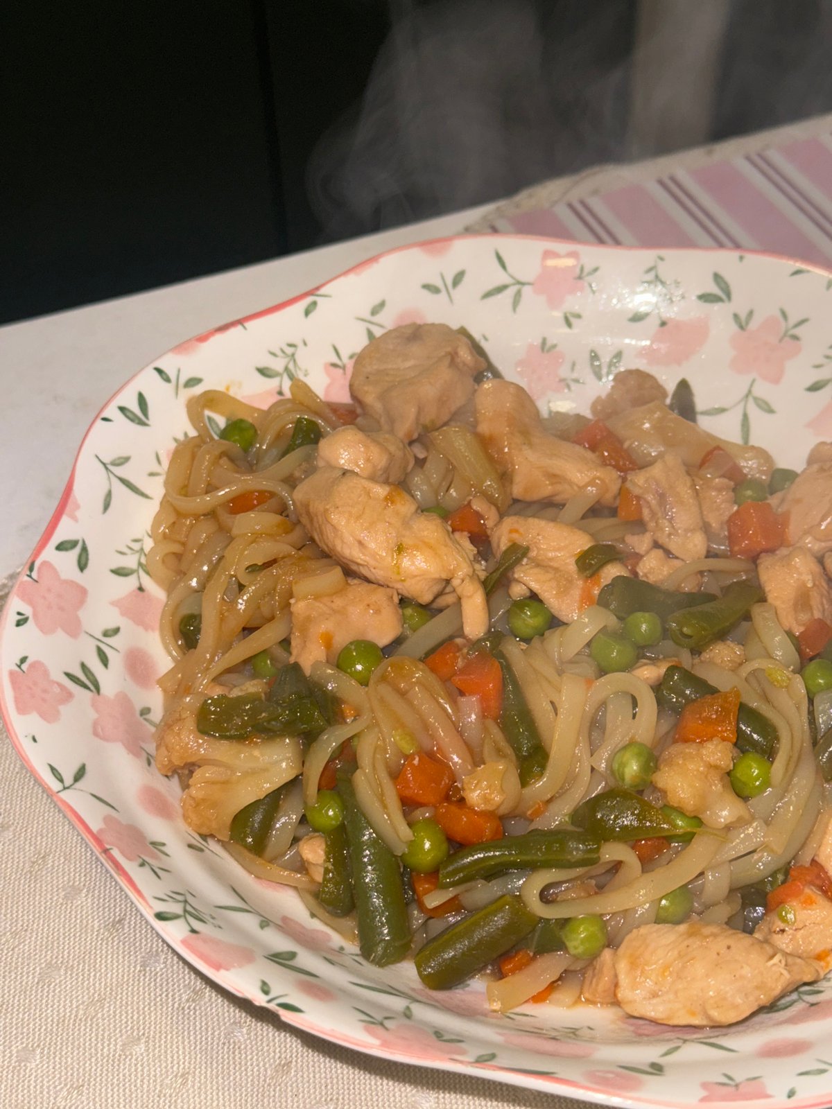 Hot stir-fry meal documented in Krasnoyarsk home kitchen