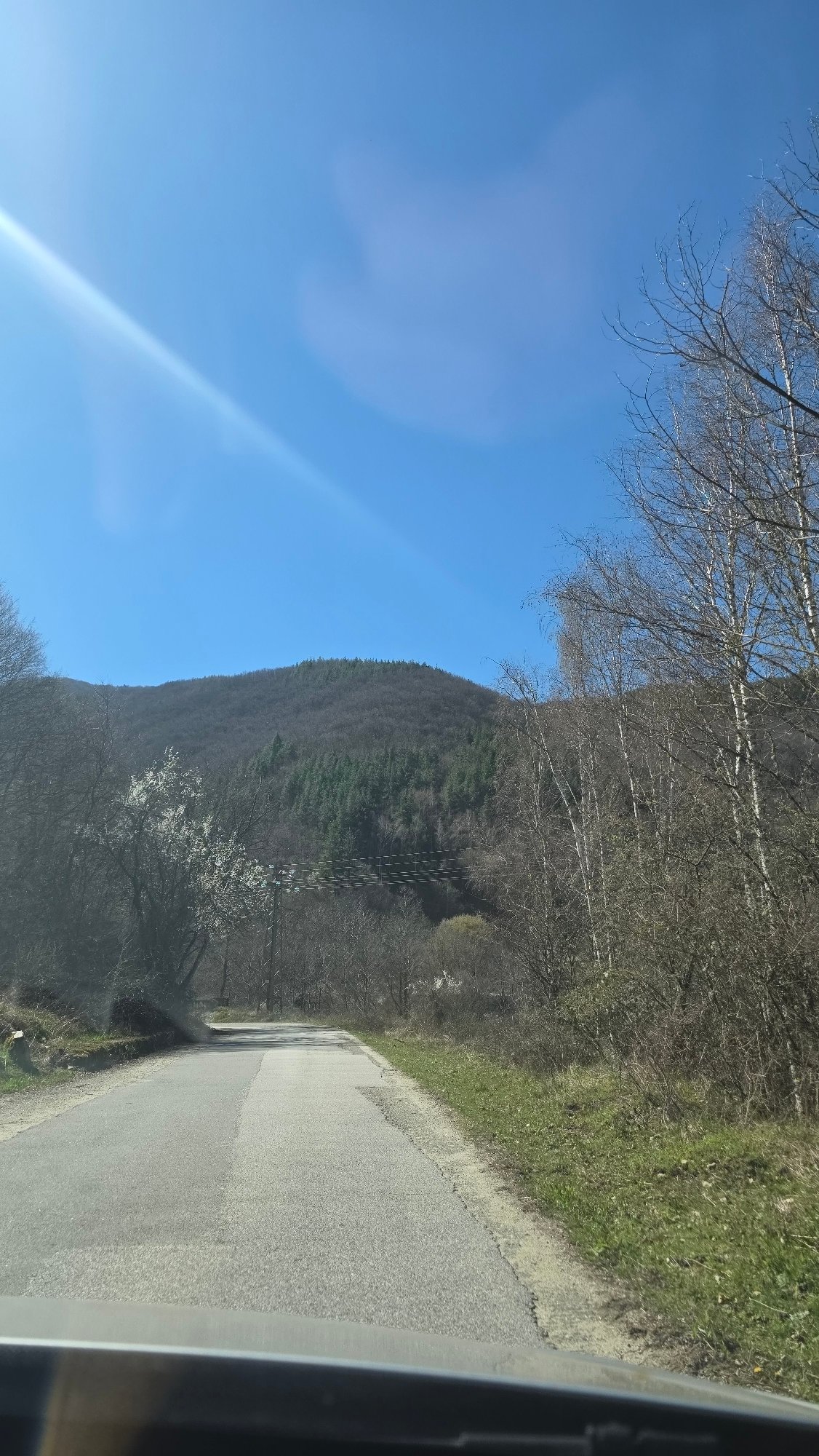 Spring morning road scene captured in Bulgarian hillside