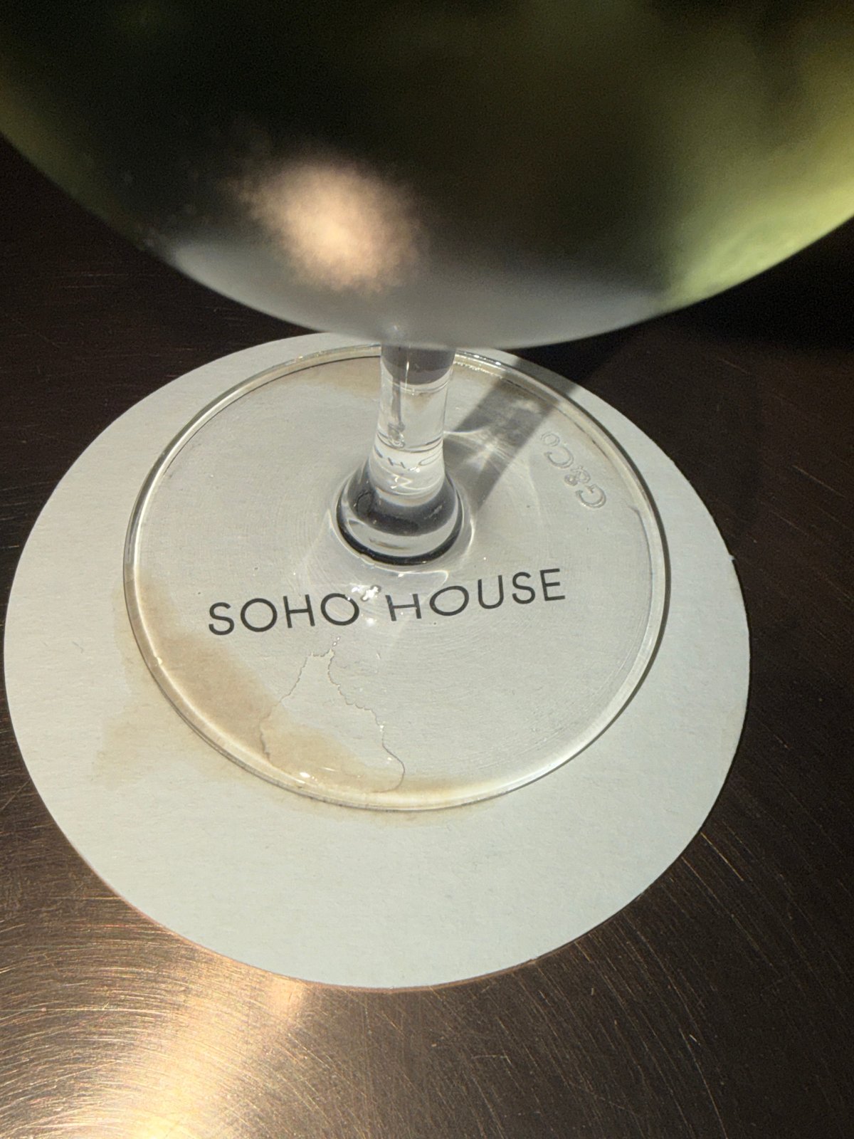 Soho House branded wine glass spotted in London