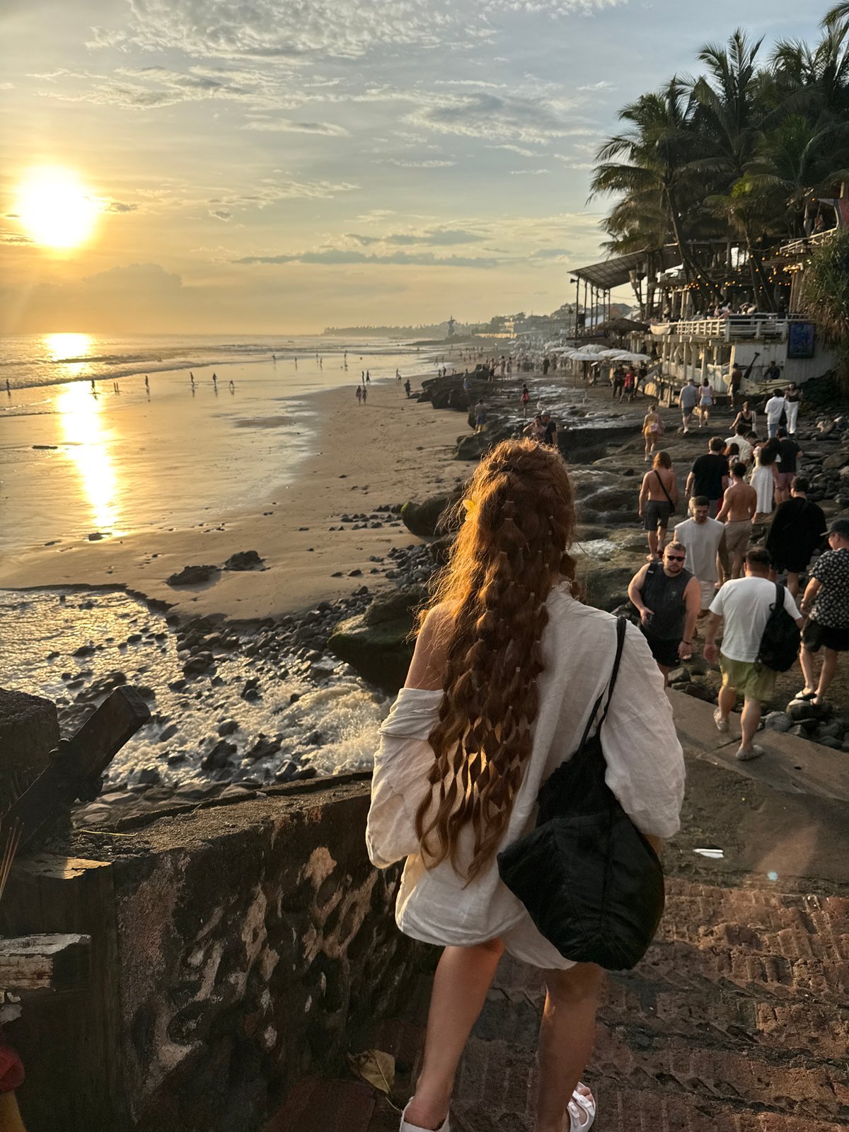 Sunset beach life documented in North Kuta, Indonesia