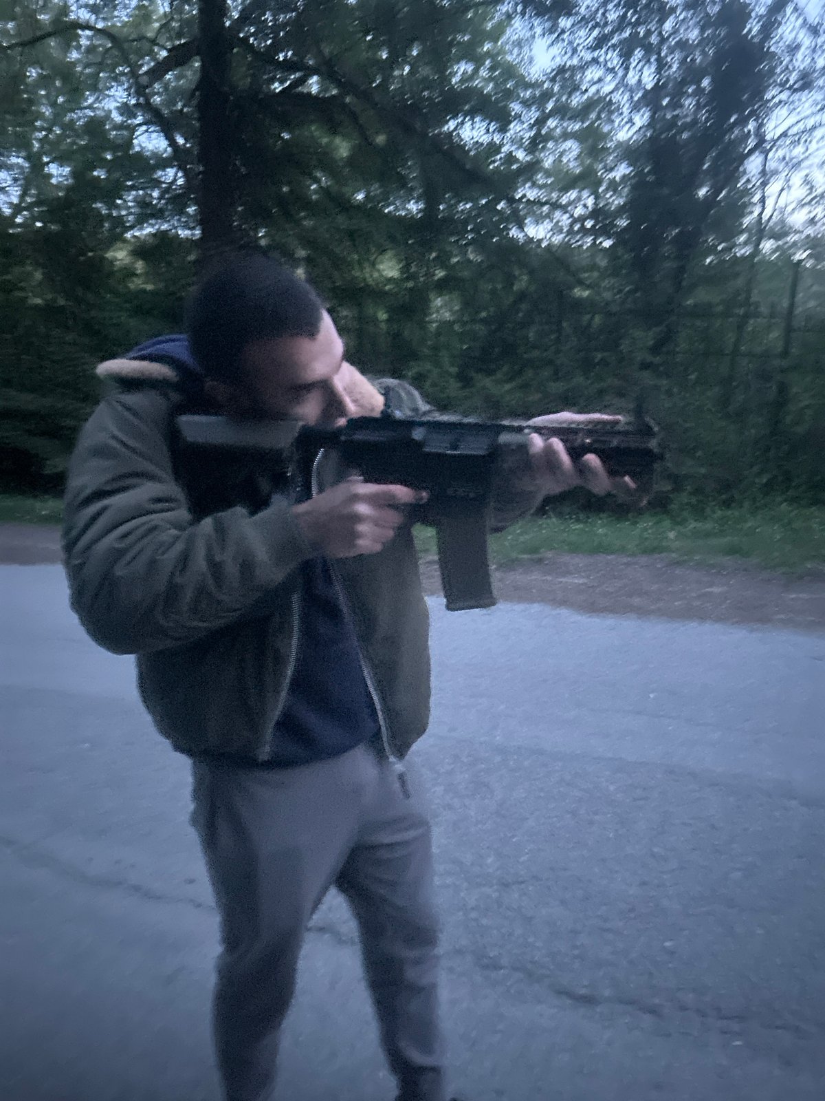 Person with firearm photographed in Veliko Tarnovo, Bulgaria