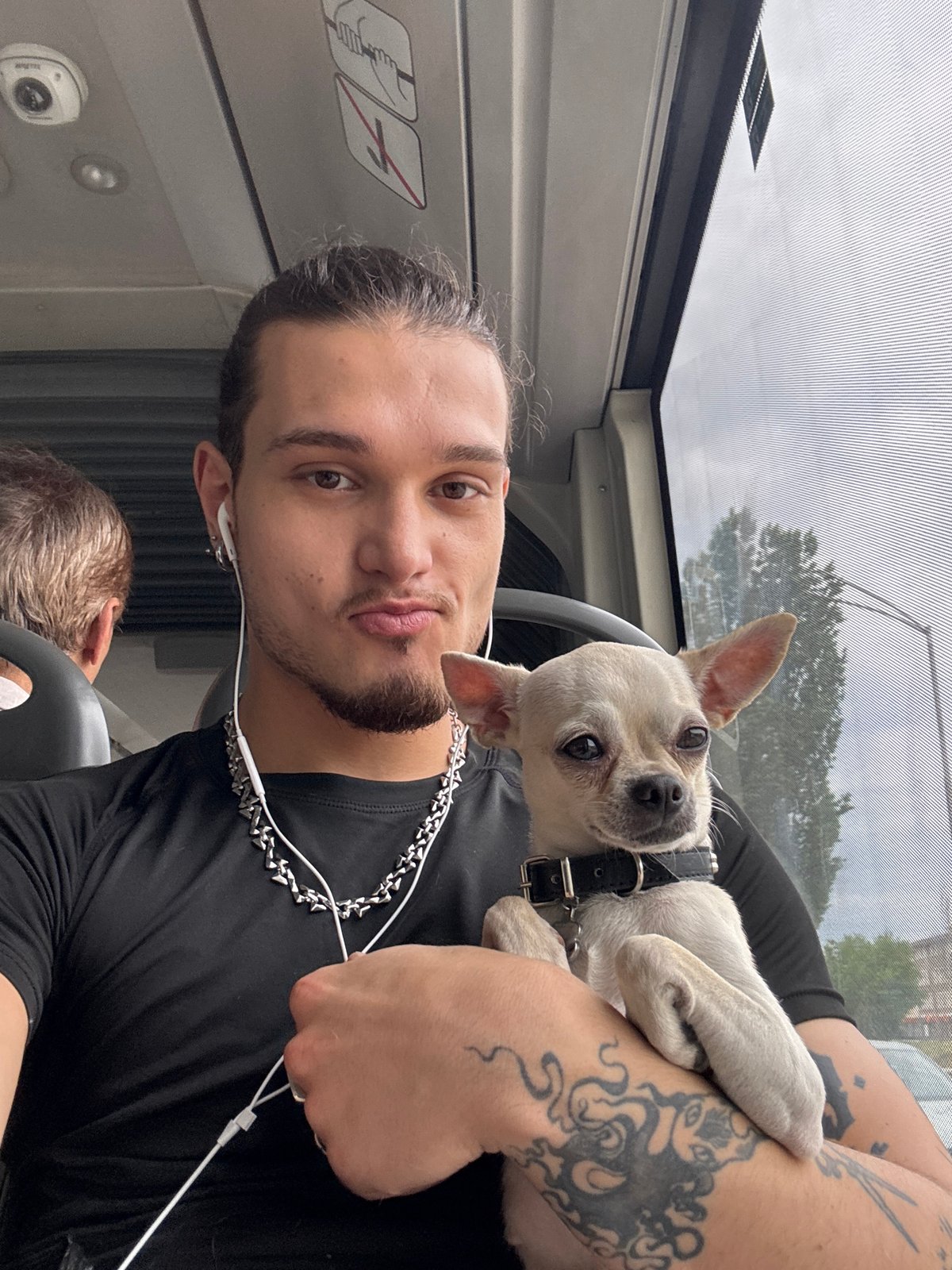 Selfies, a small white dog, and Sofia streets on a grey morning