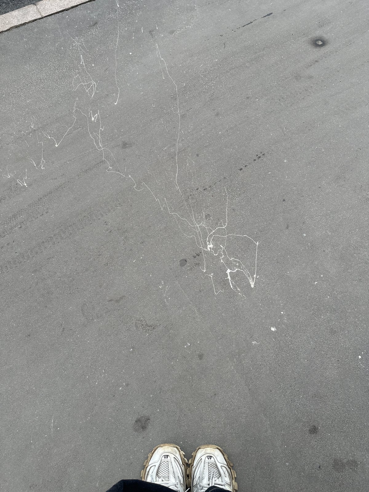 Paint splatters spotted on Moscow pavement