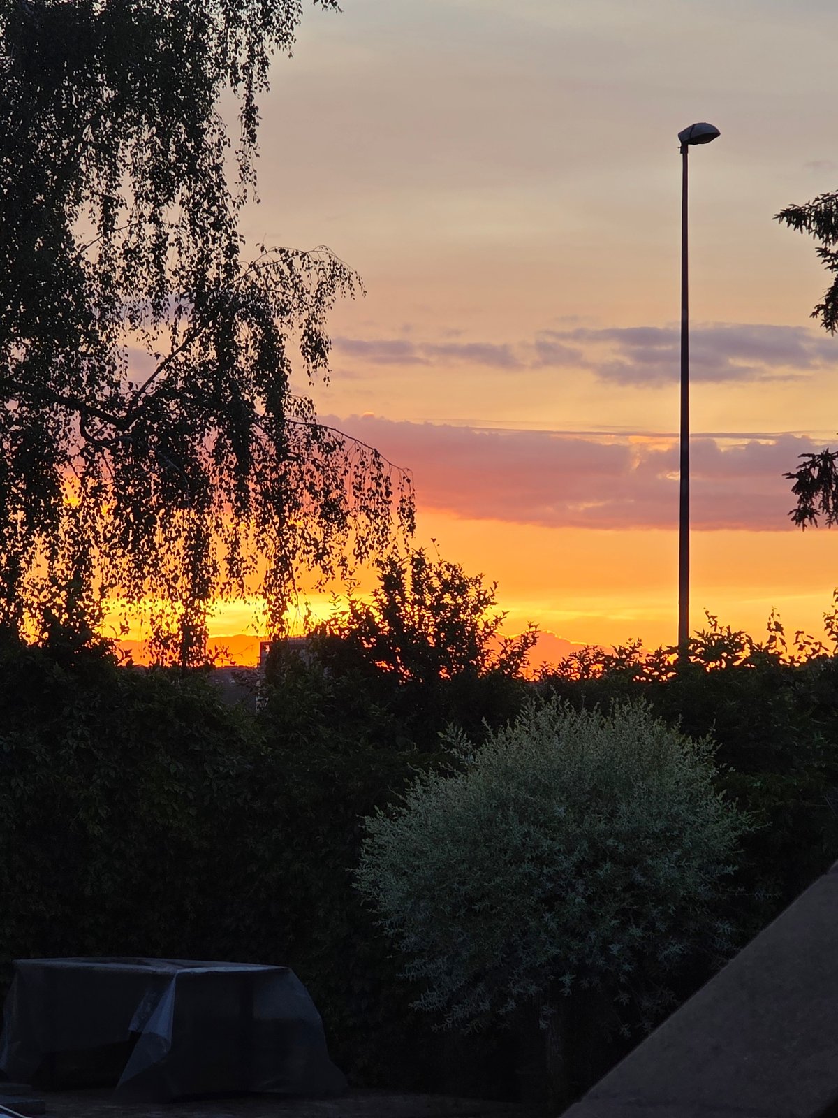 Suburban evening captured through eight perspectives during dusk hour