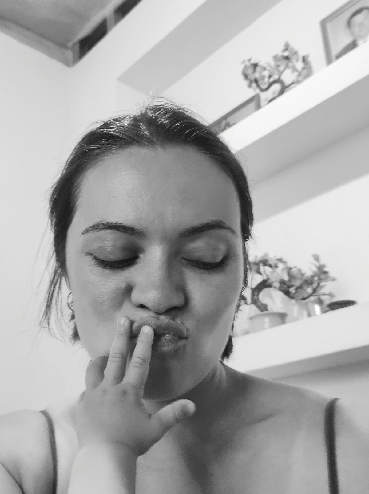 Black and white portraits of woman captured in morning