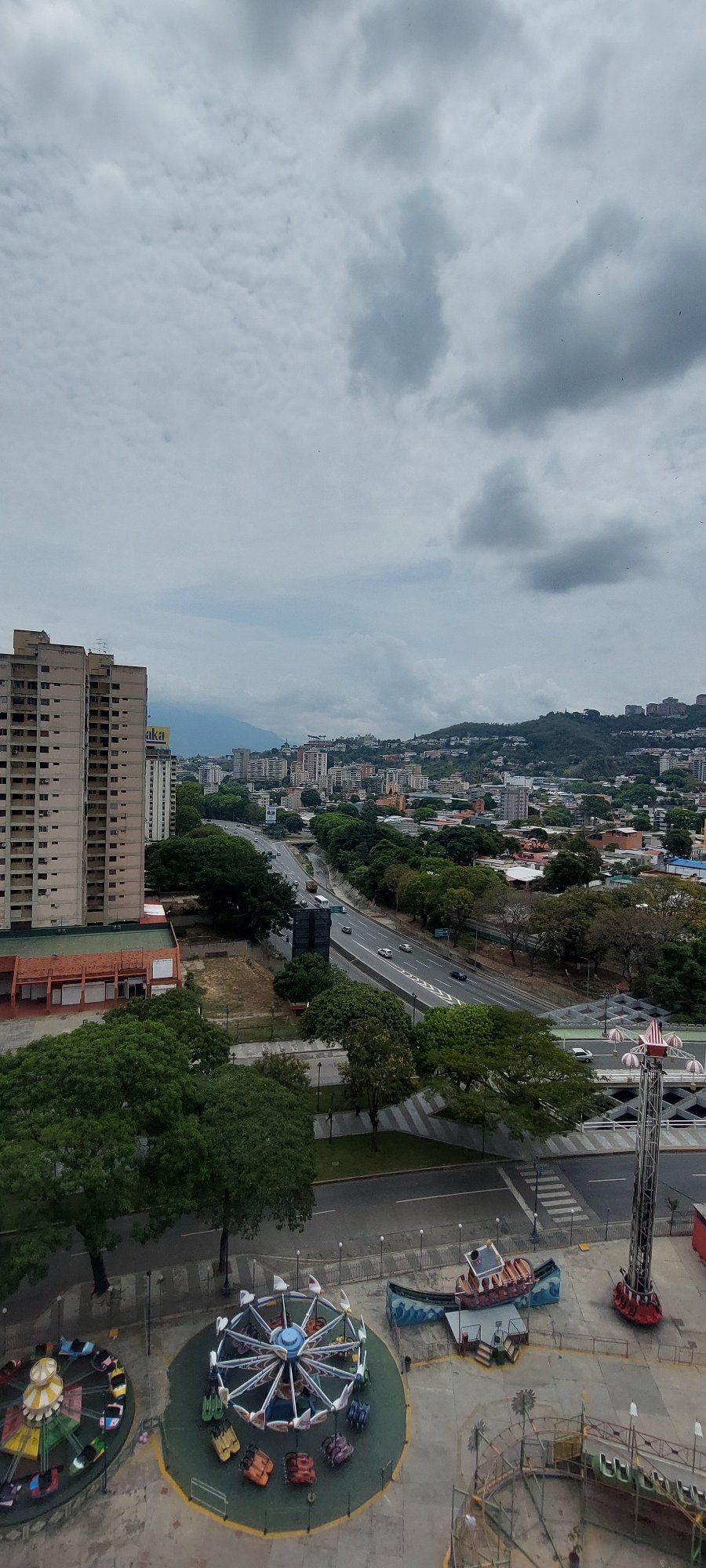 Overcast day captured over Caracas valley and highway system