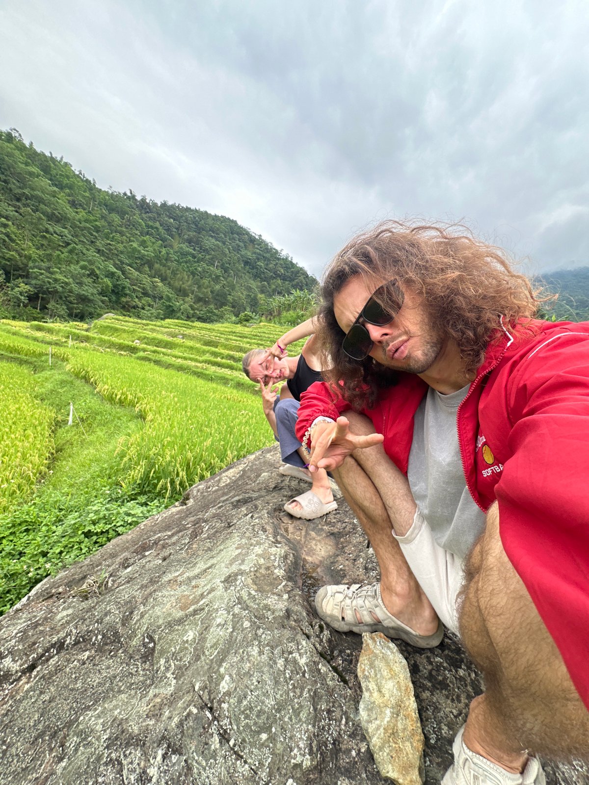 Tourists explore Vietnamese rice terraces during morning visit
