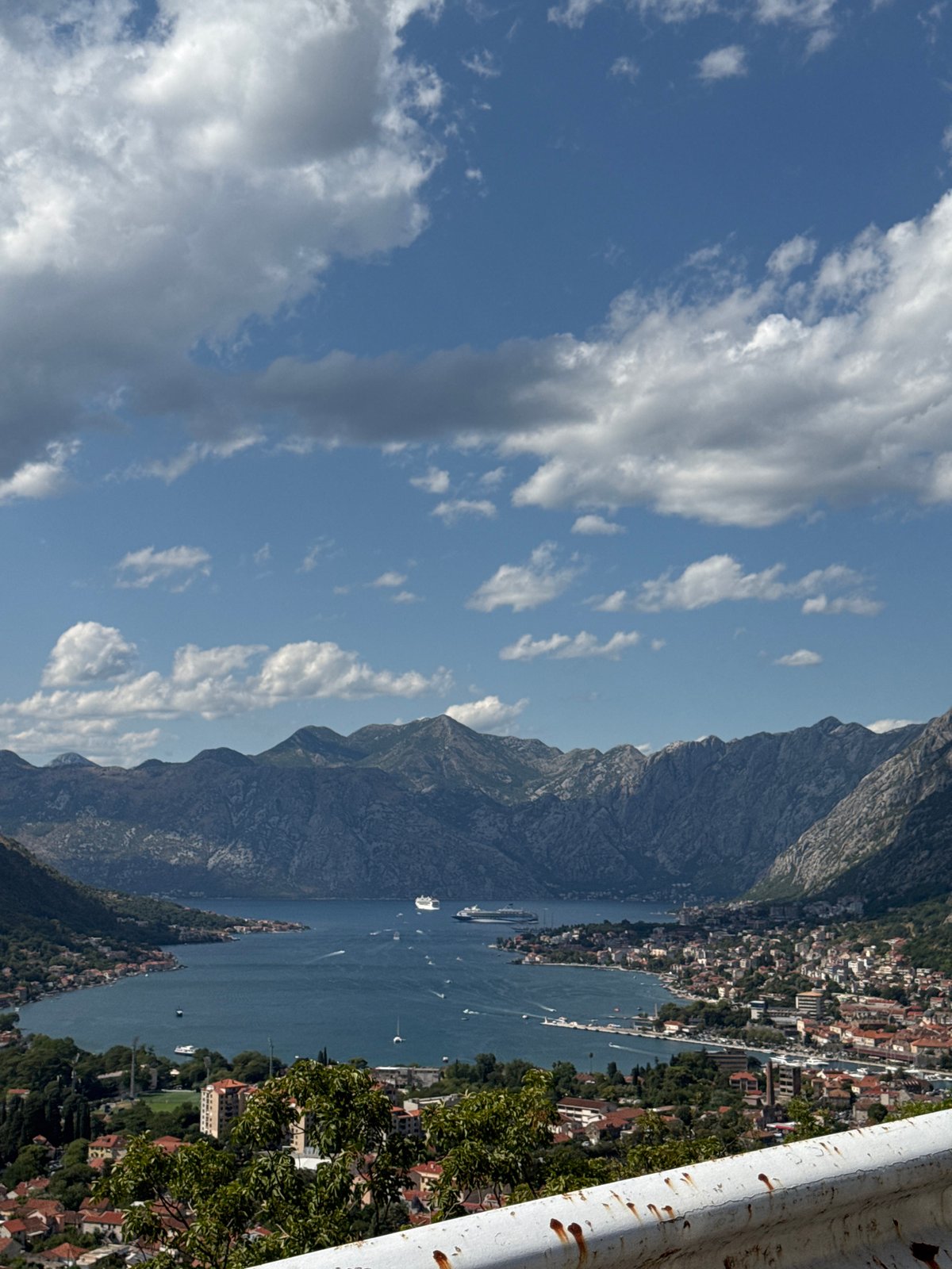 Bay of Kotor and mountain ridgeline from Škaljari heights