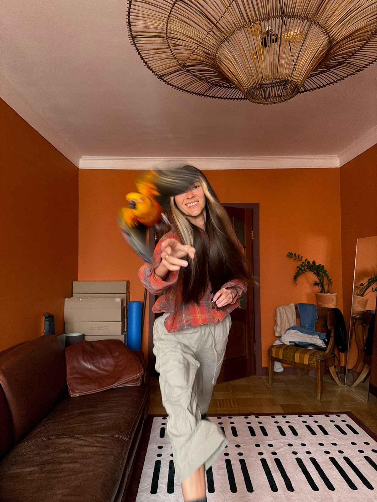 Interior scene with woman documented in Khimki room