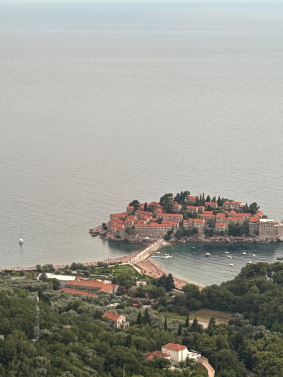 Sunset hour at Sveti Stefan, Montenegro's famous islet resort