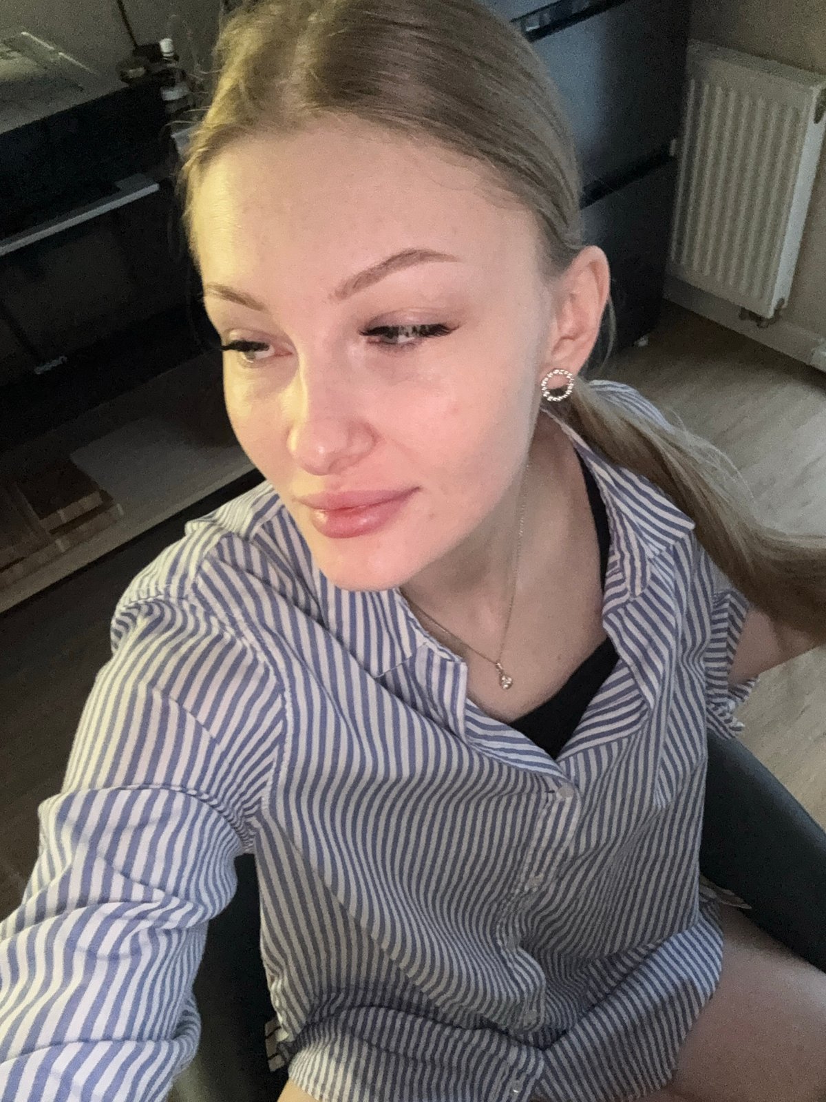 Young woman and breakfast pastries observed in Perm, Russia