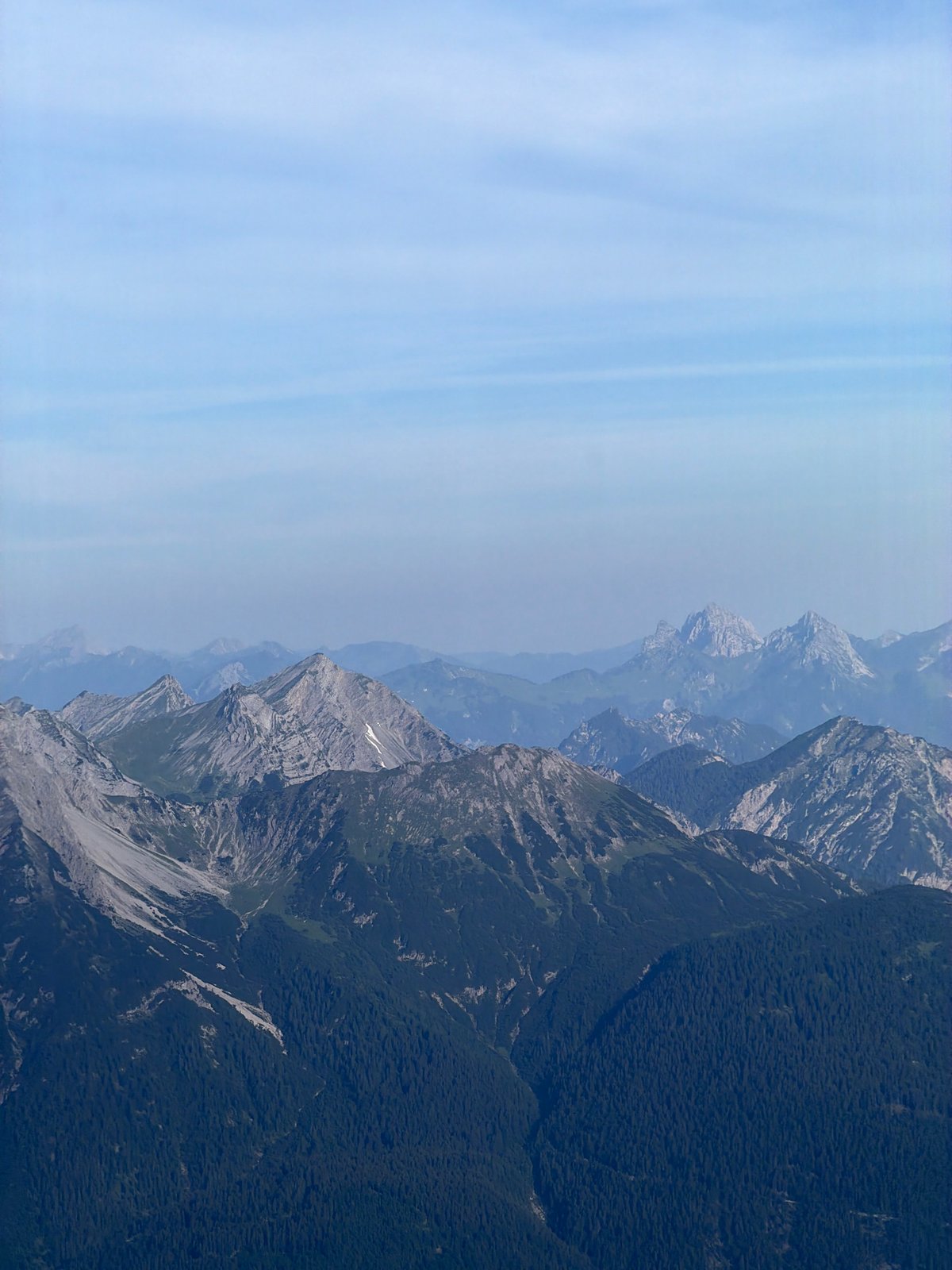 High-altitude Alpine views above Grainau, rocky peaks and valleys