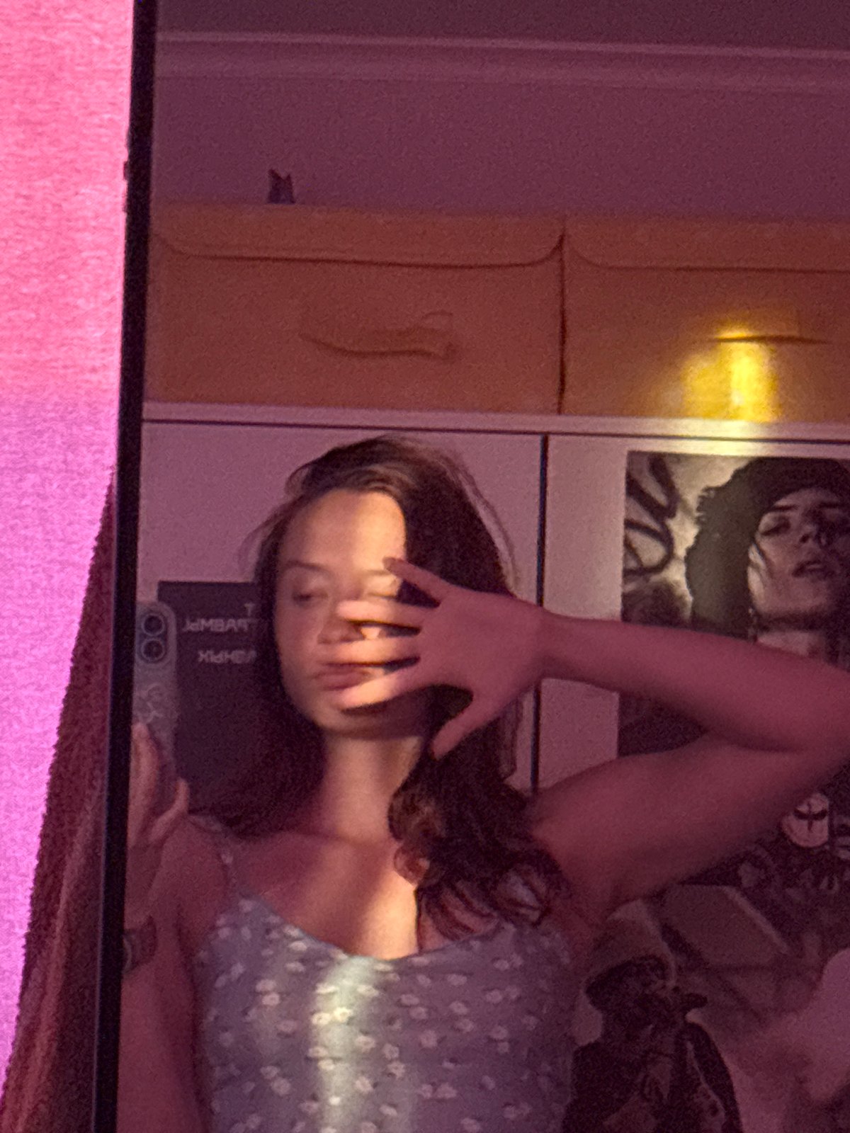 Woman photographed in mirror and close-up in Прикамский, Russia