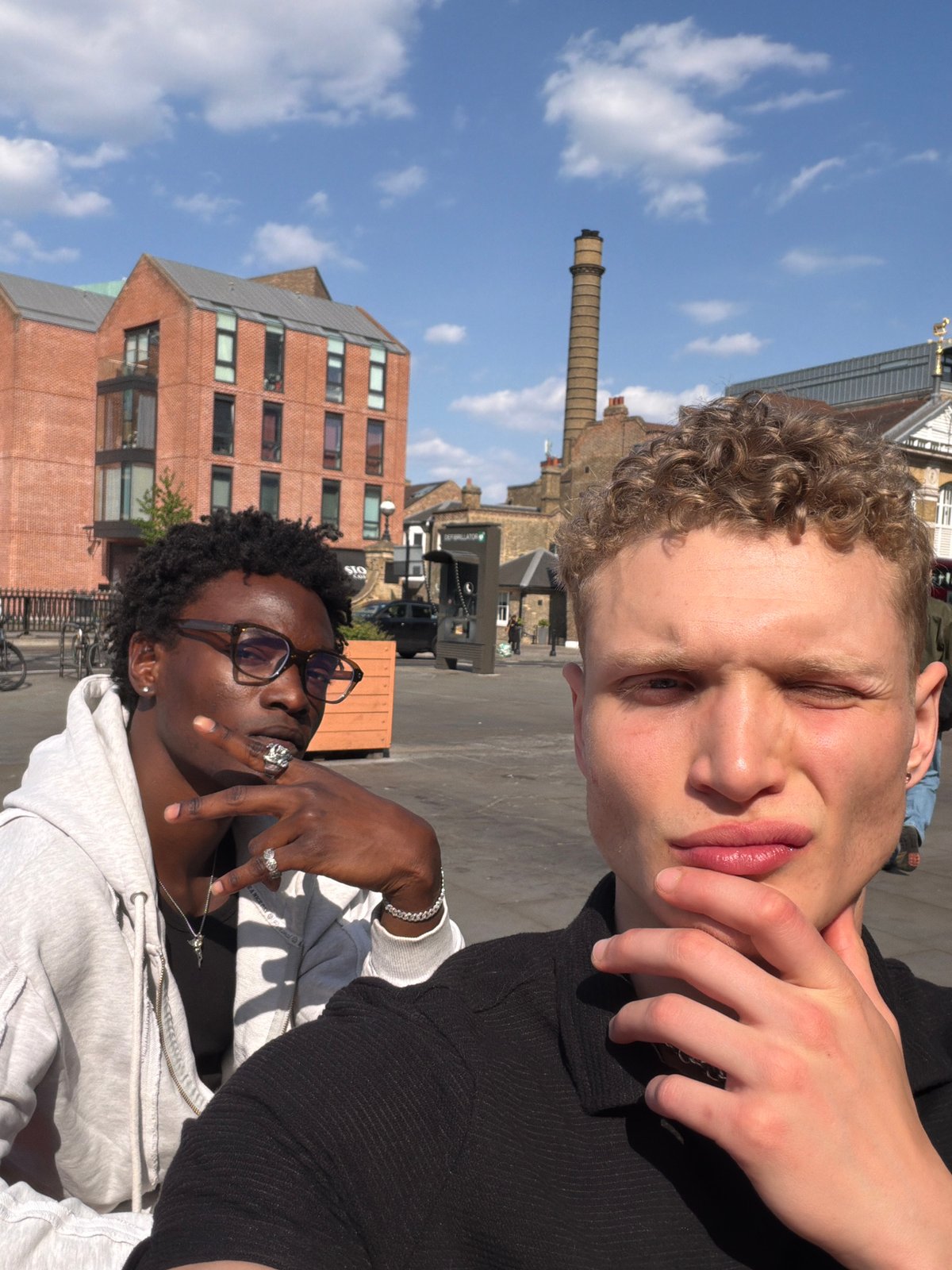London street scene captured in multiple photos during sunny afternoon