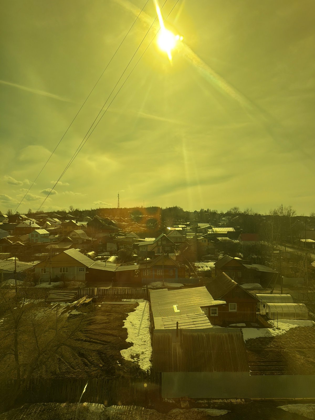 Residential views documented in Chaikovsky, Russia during spring morning