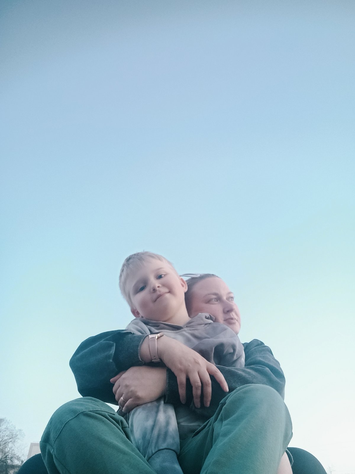 Mother and child enjoy afternoon outing in Chaikovsky, Russia