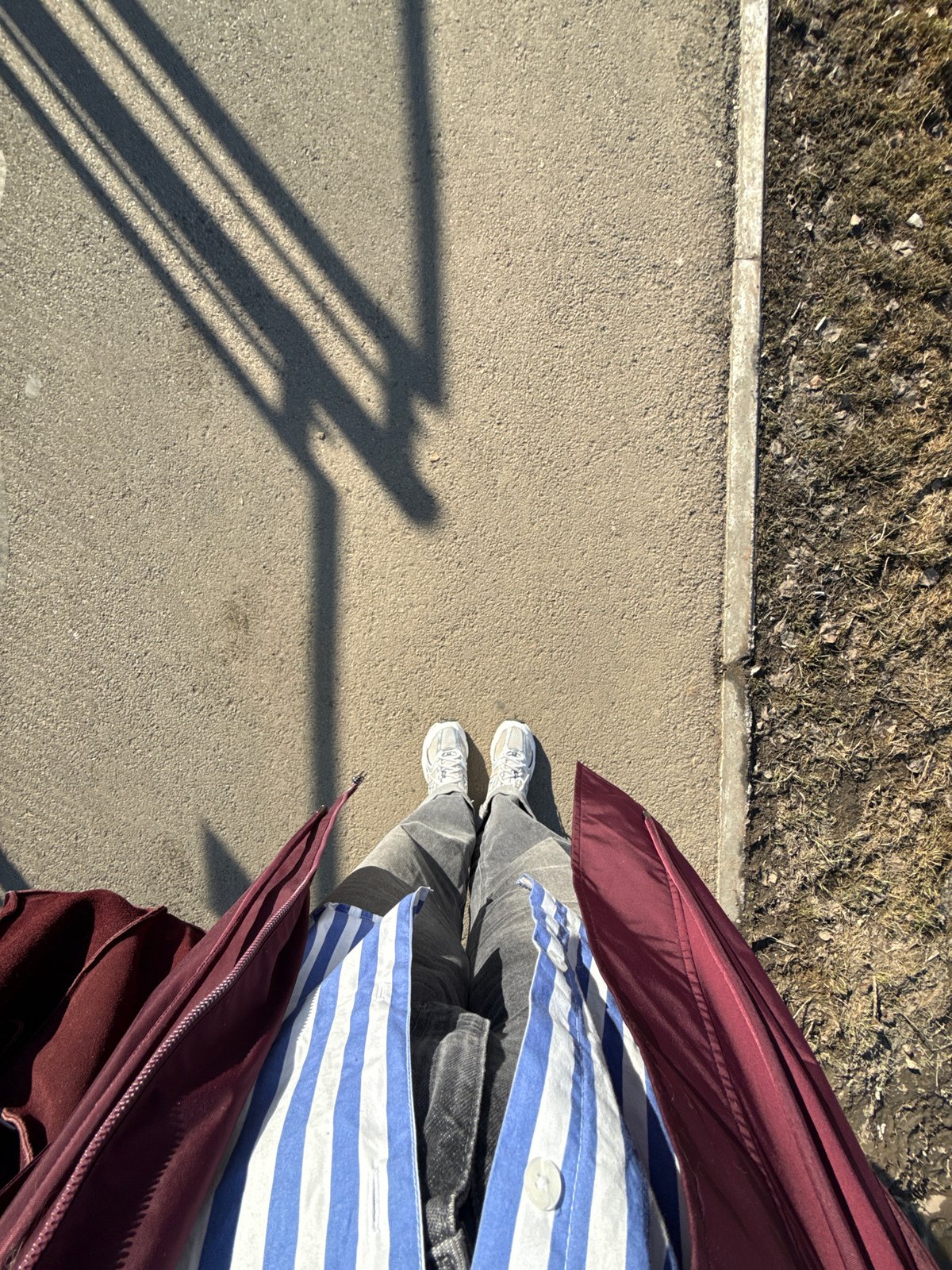 Woman takes selfies around Izhevsk during morning photo session