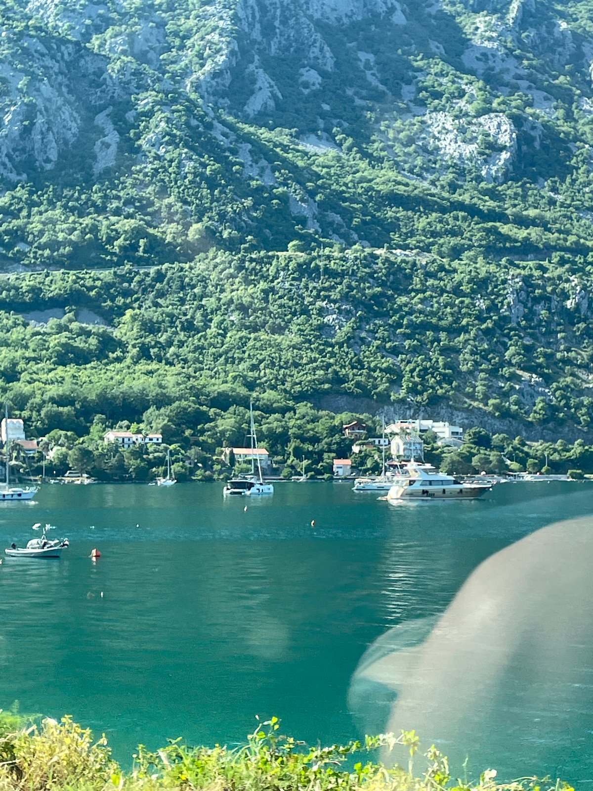 Aerial views captured of mountainous Kostanjica village, Montenegro