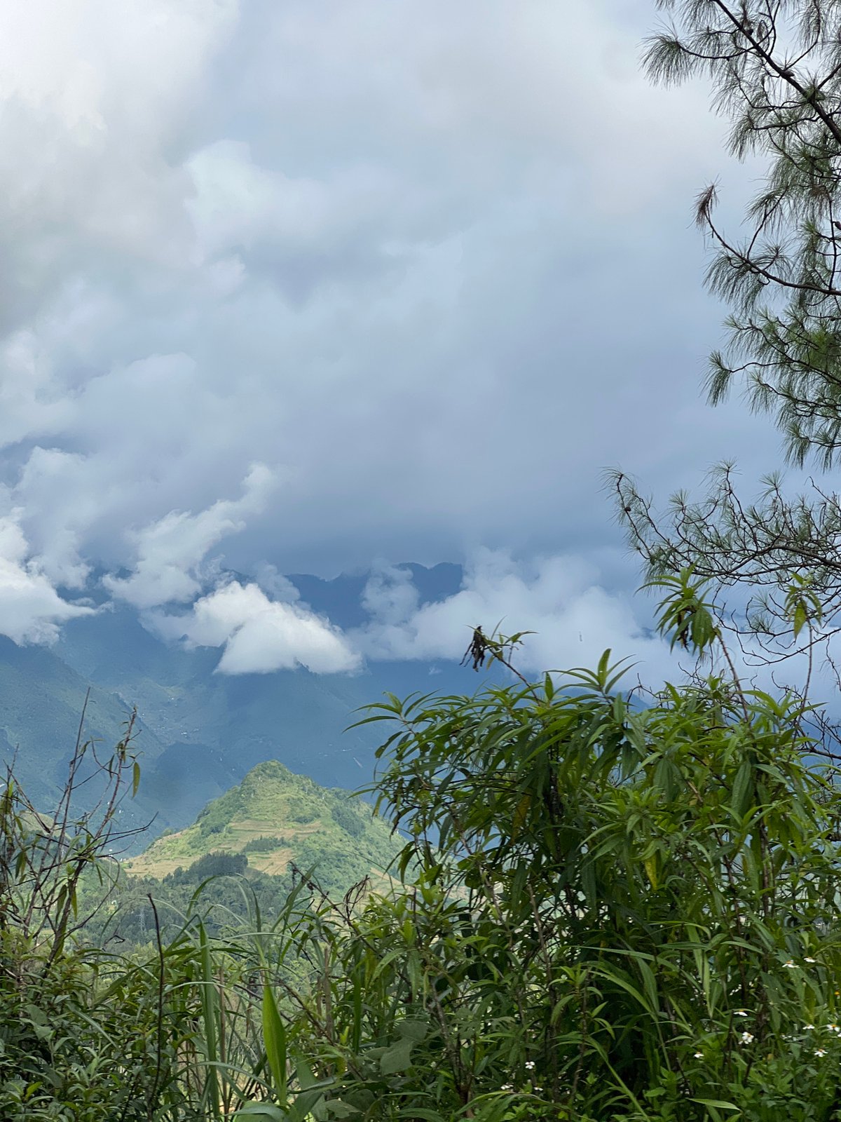 Misty mountain landscape in Quản Bạ, northern Vietnam