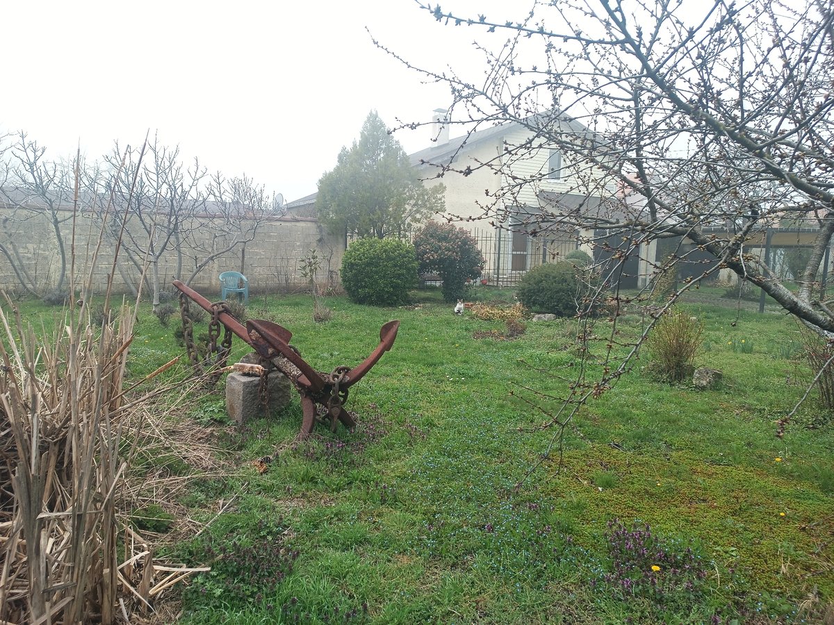 Everyday scenes documented in Kichevo: yard anchor, decorative sculptures