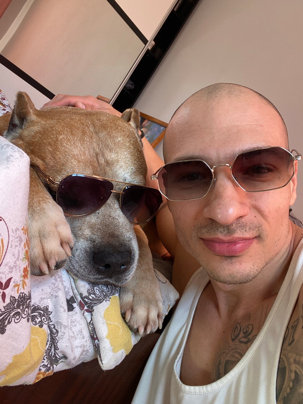 Man Takes Selfie with Dog in Pleven, Bulgaria