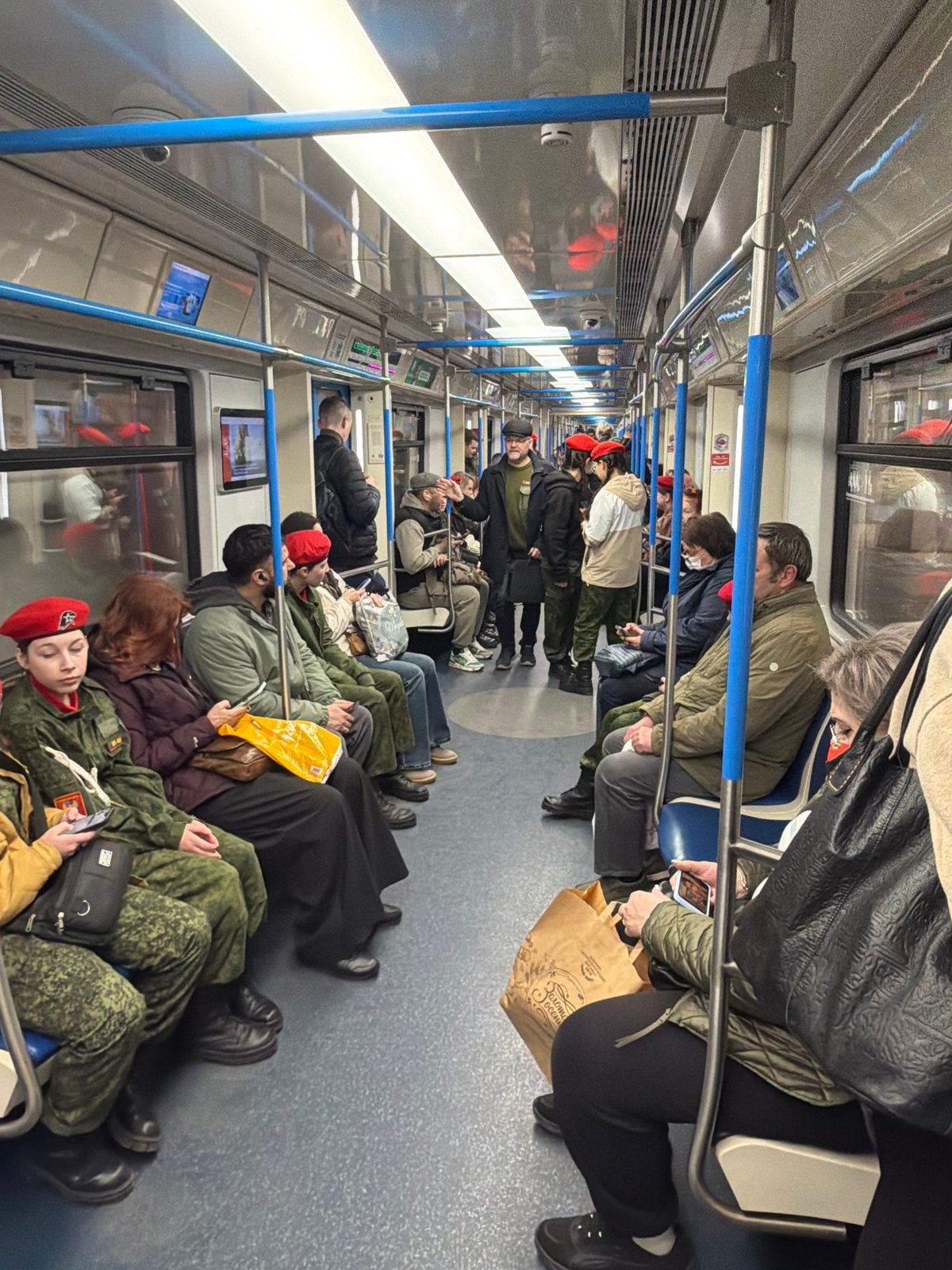 Moscow subway passengers captured during morning commute